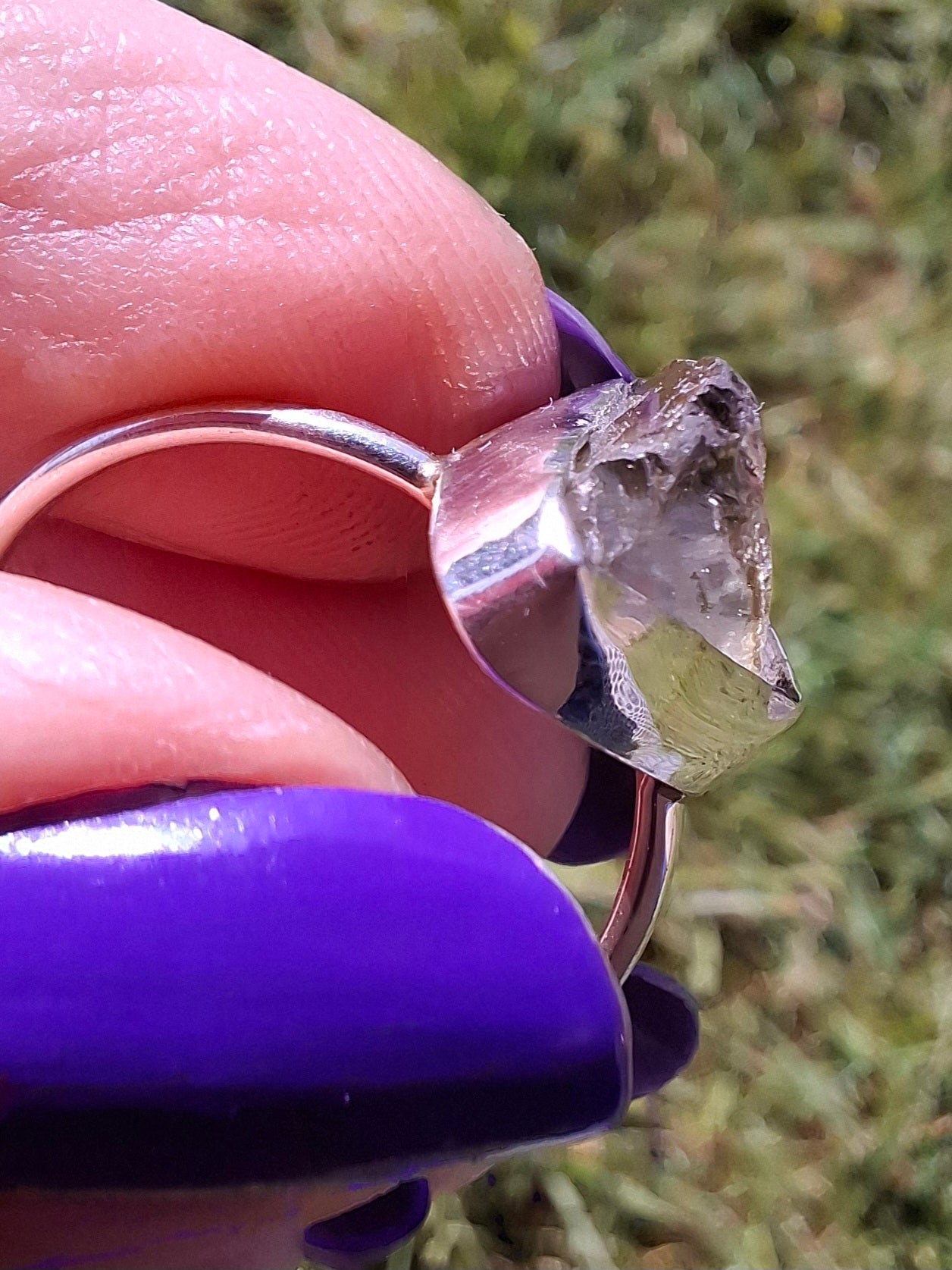 Libyan Desert Glass Ring, size large V, 925 Silver, Tektite (Ref: LR55)