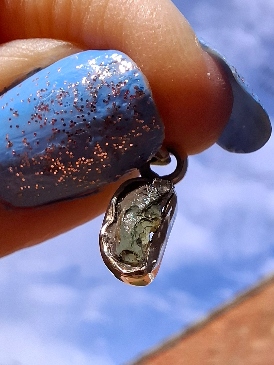 Moldavite Pendant, 925 Silver, Tektite (Ref: P39)