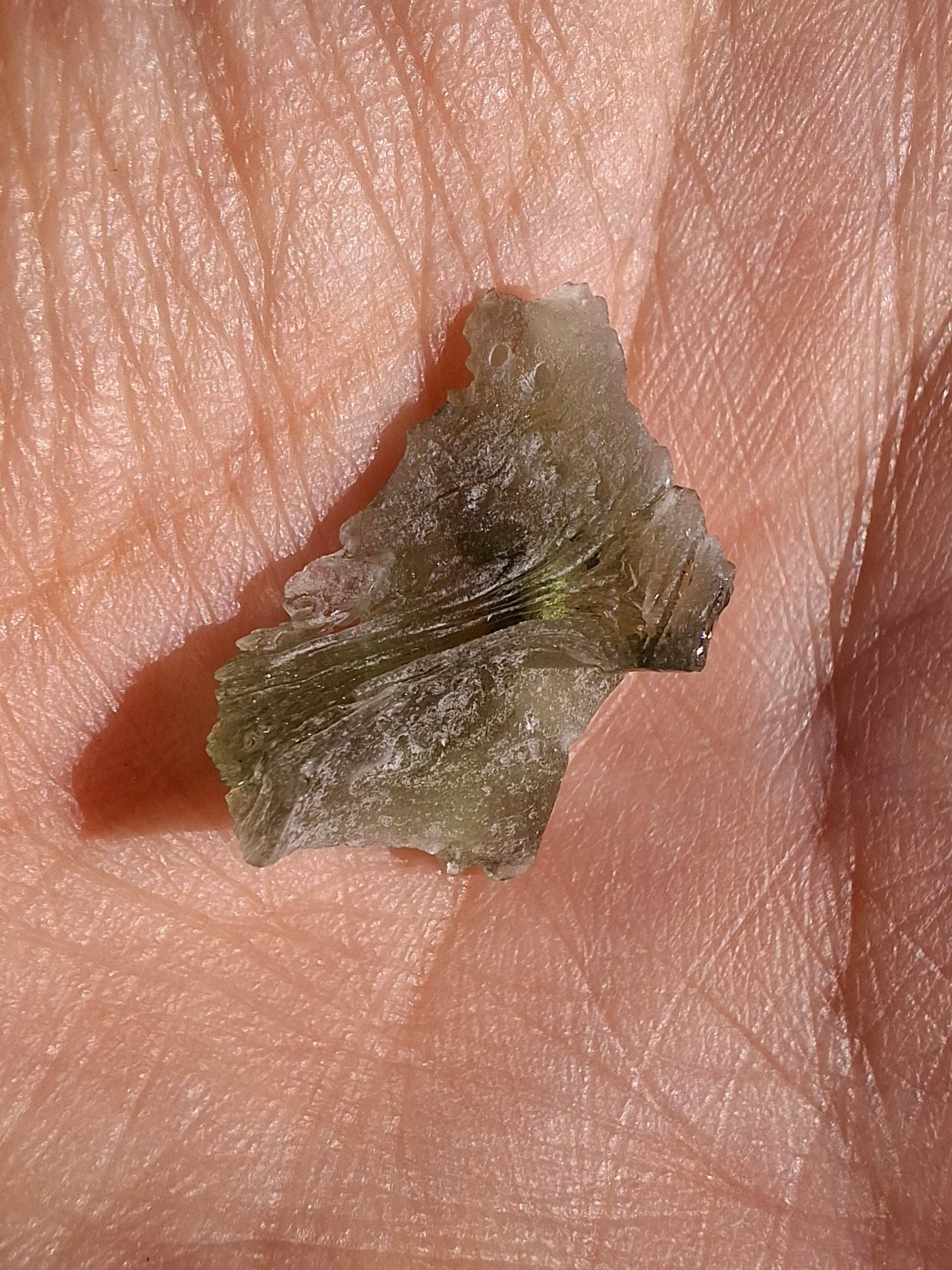 Moldavite Piece, SNOWFLAKE, FROSTED, BRUSNA, 0.92g, Tektite (Ref: 1499)