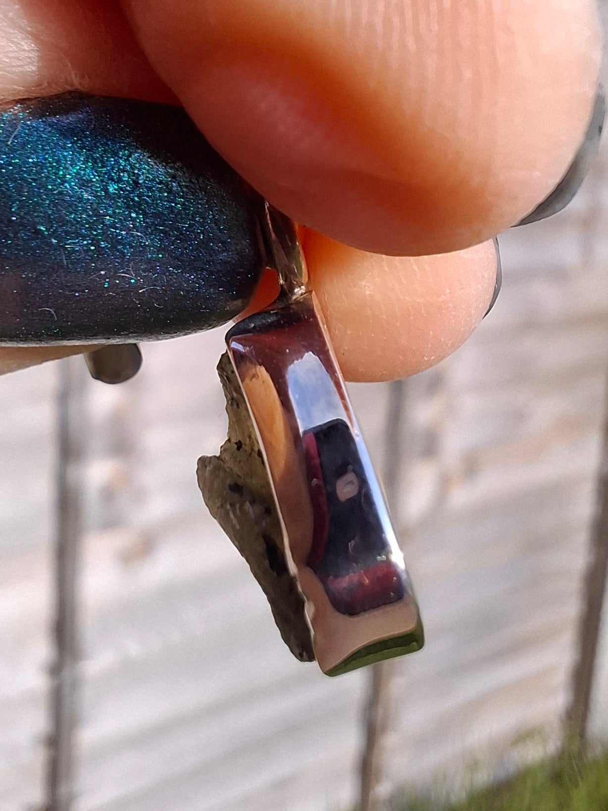 Moldavite Pendant, 925 Silver, Tektite (Ref: P6)
