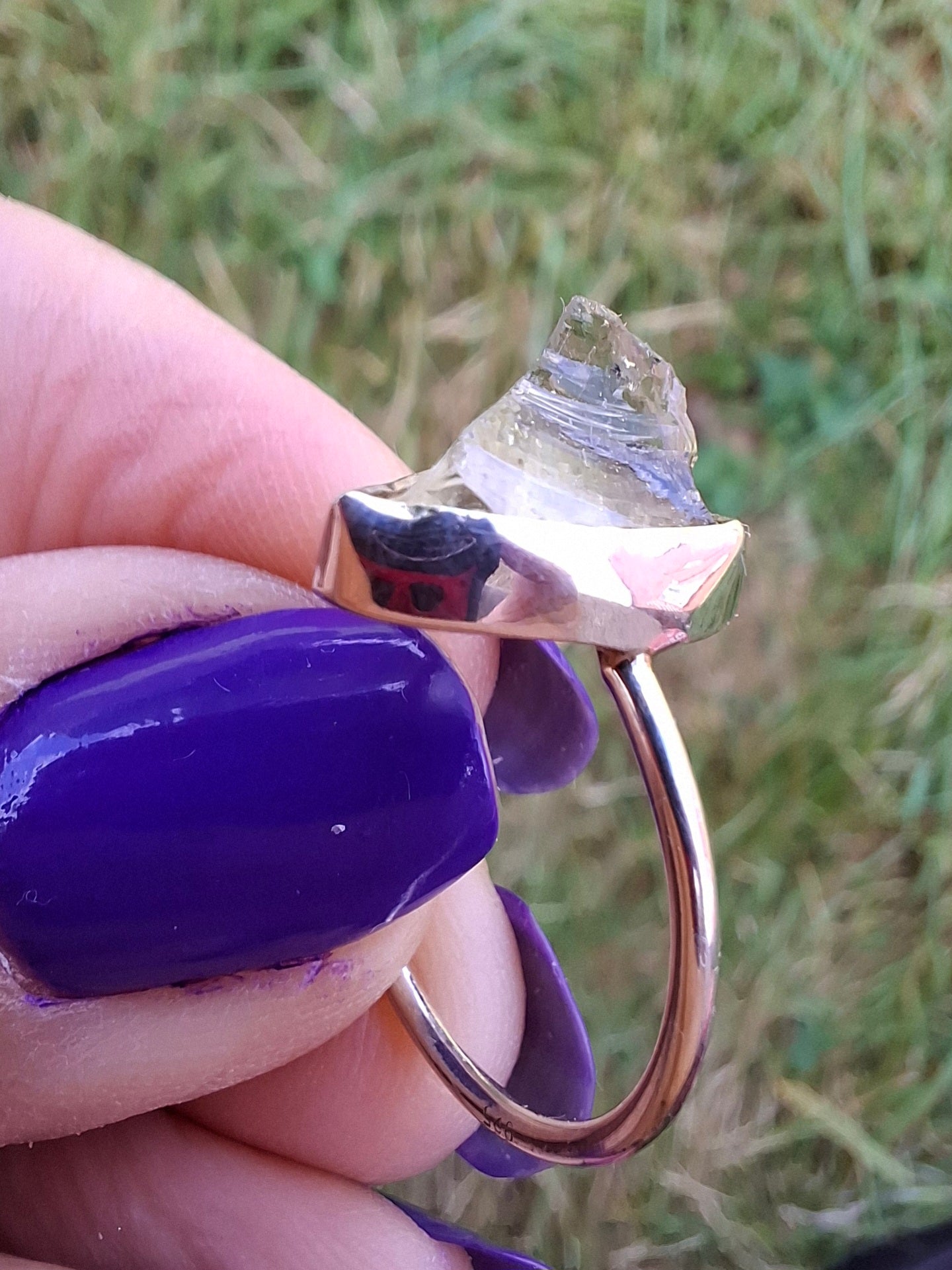 Libyan Desert Glass Ring, size Large O, 925 Silver, Tektite (Ref: LR21)
