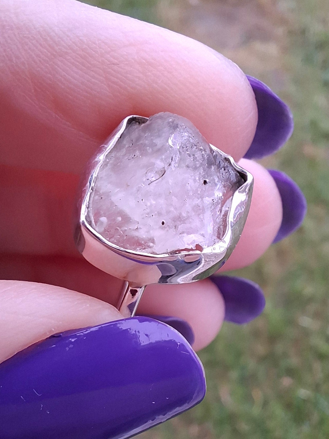 Libyan Desert Glass Ring, size P, 925 Silver, Tektite (Ref: LR27)