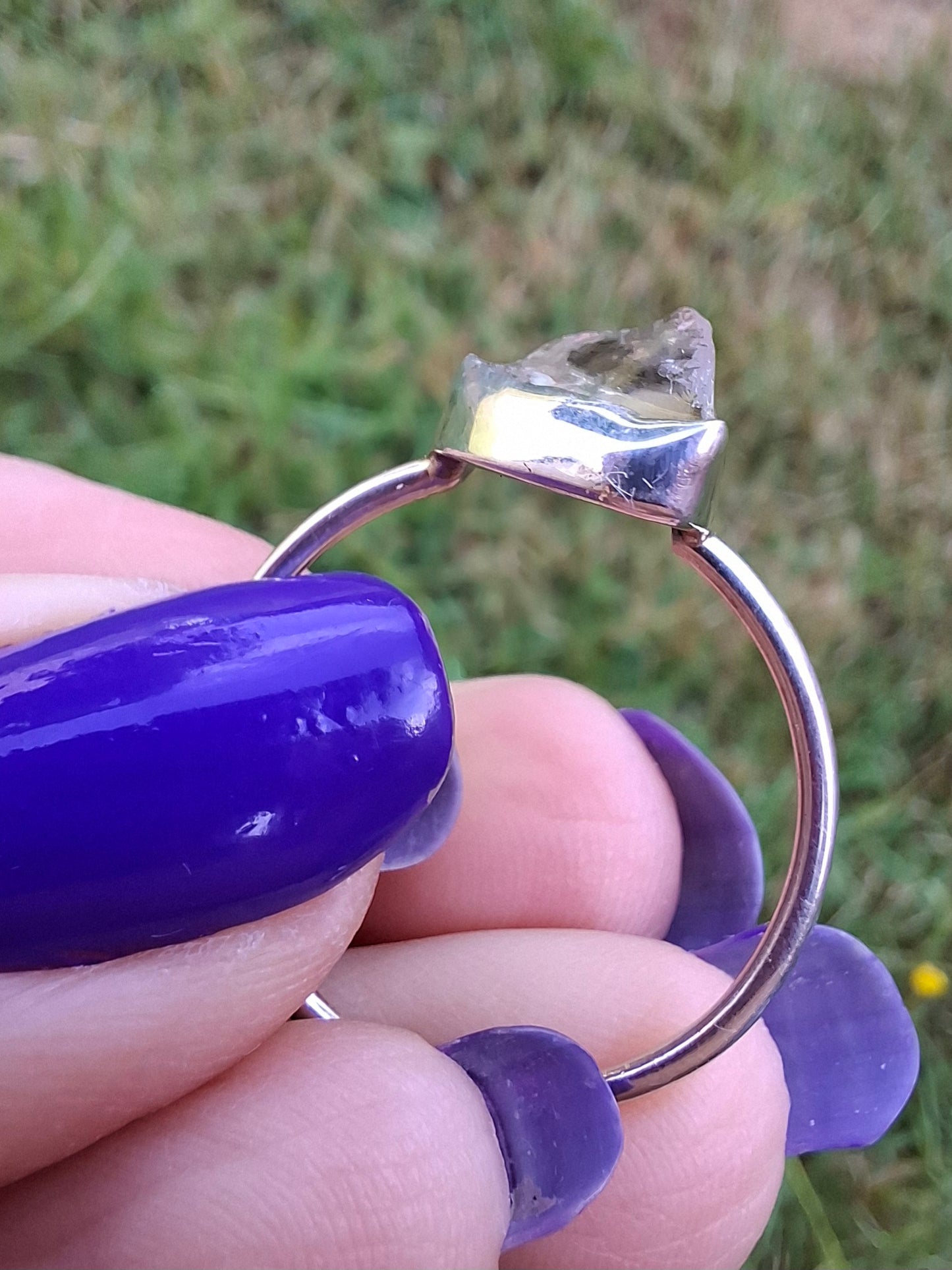 Libyan Desert Glass Ring, size W, 925 Silver, Tektite (Ref: LR61)
