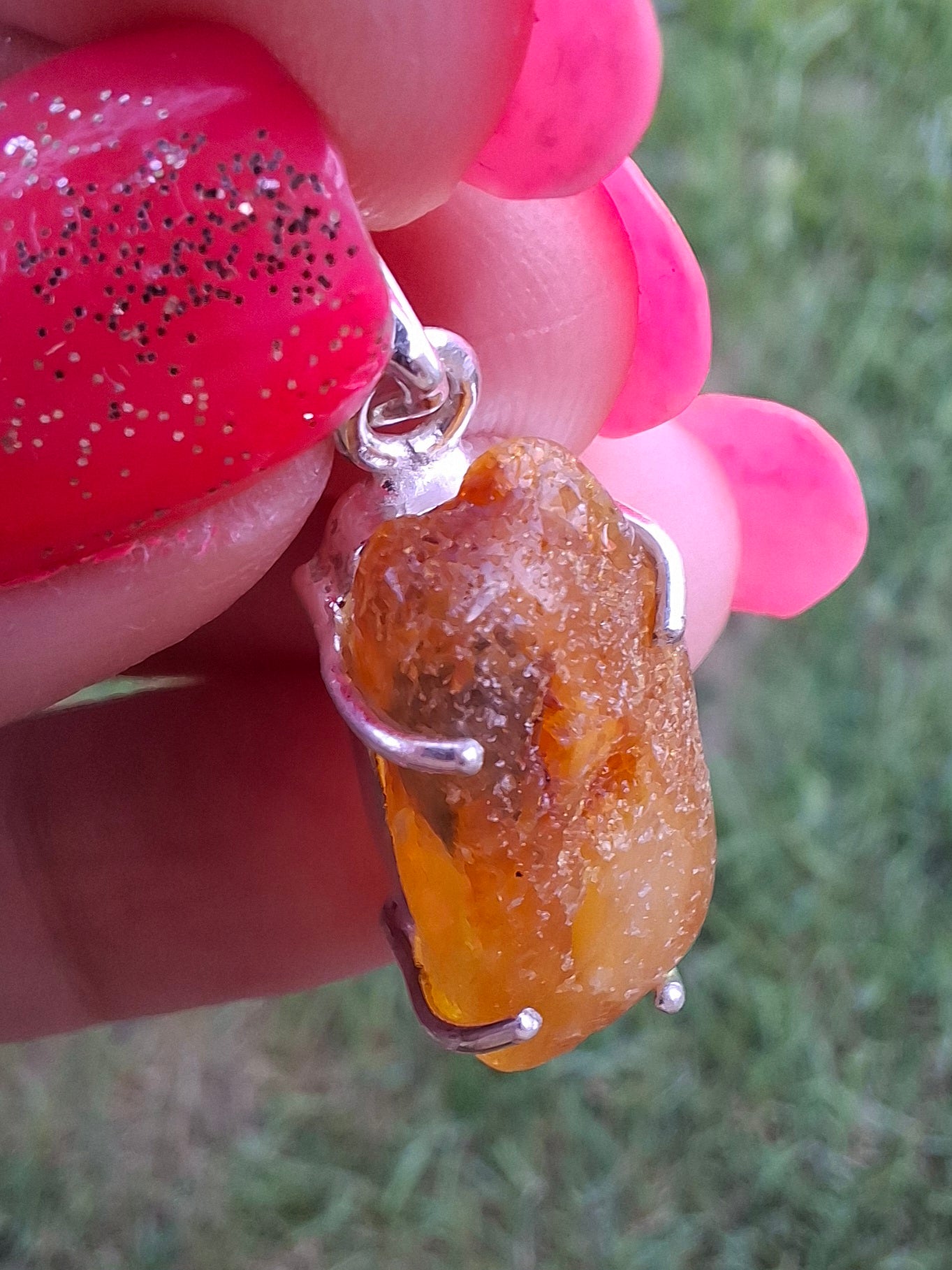 Baltic Amber Pendant, 925 Silver, Fossil (Ref: AP4)