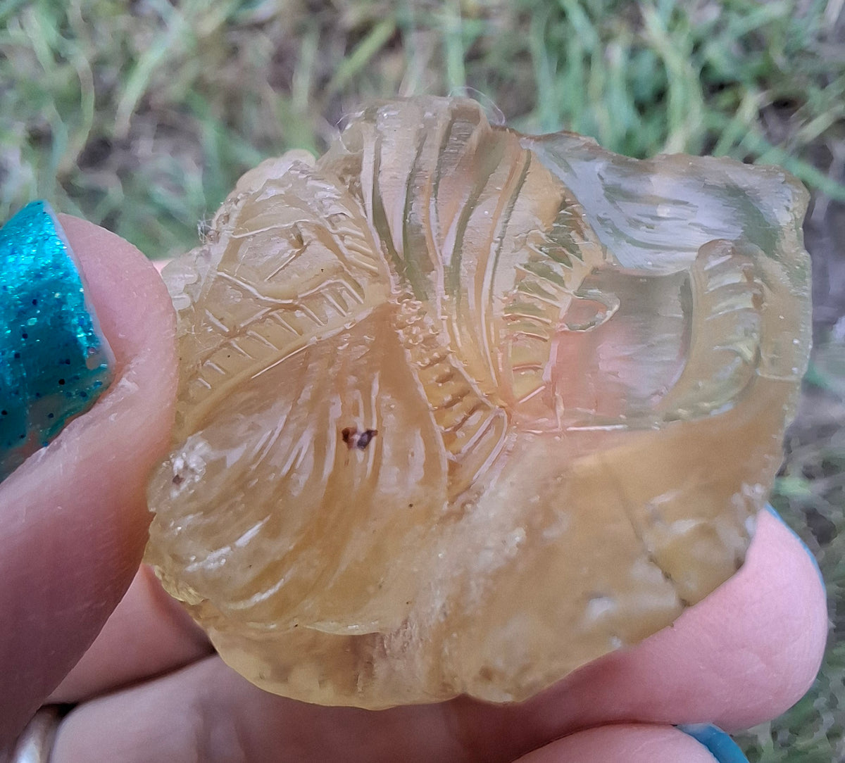 Libyan Desert Glass carving, GANESHA, 26.47g, Tektite (Ref: Ganesha1)