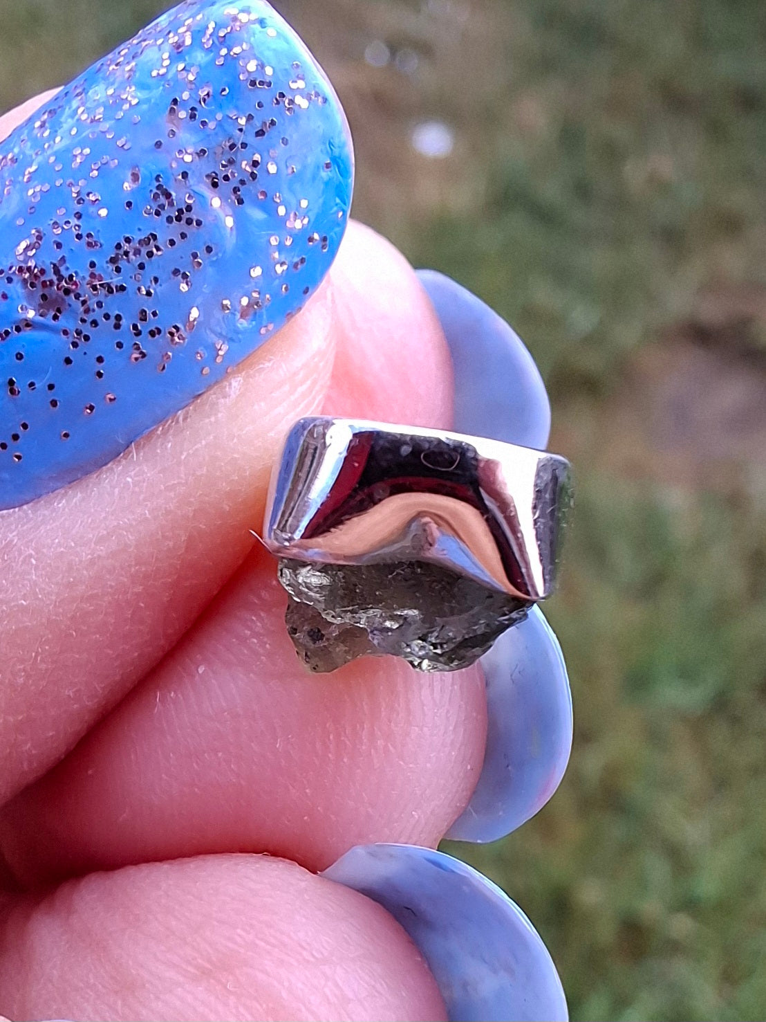 Moldavite Pendant, 925 Silver, Tektite (Ref: P65)