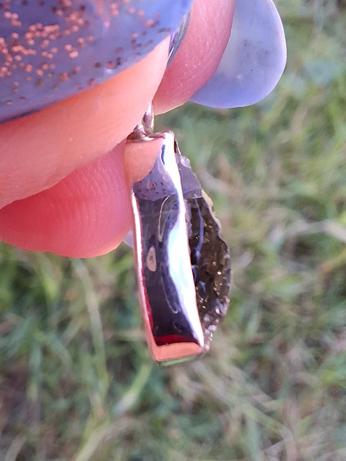 Moldavite Piece, 925 Silver, Tektite (Ref: P90)