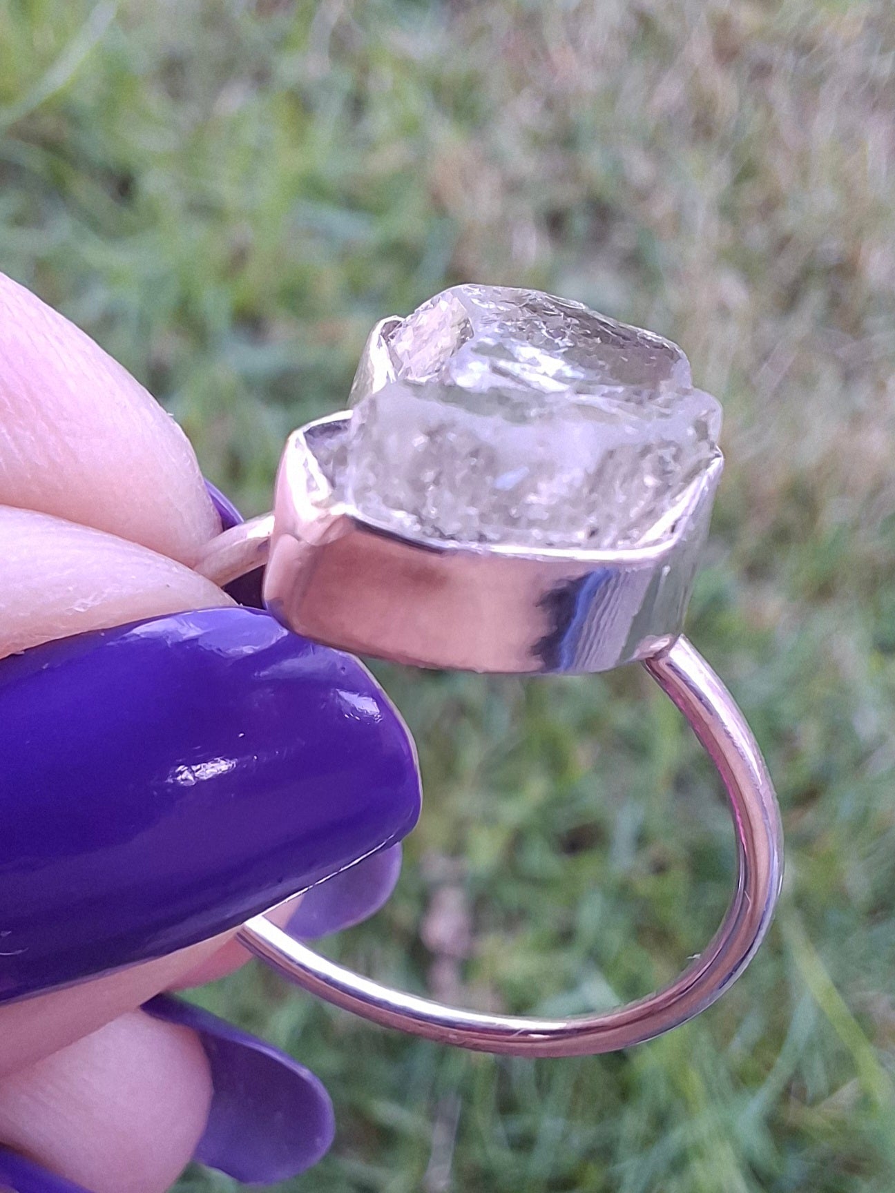 Libyan Desert Glass Ring, size large R/small S, 925 Silver, Tektite (Ref: LR43)