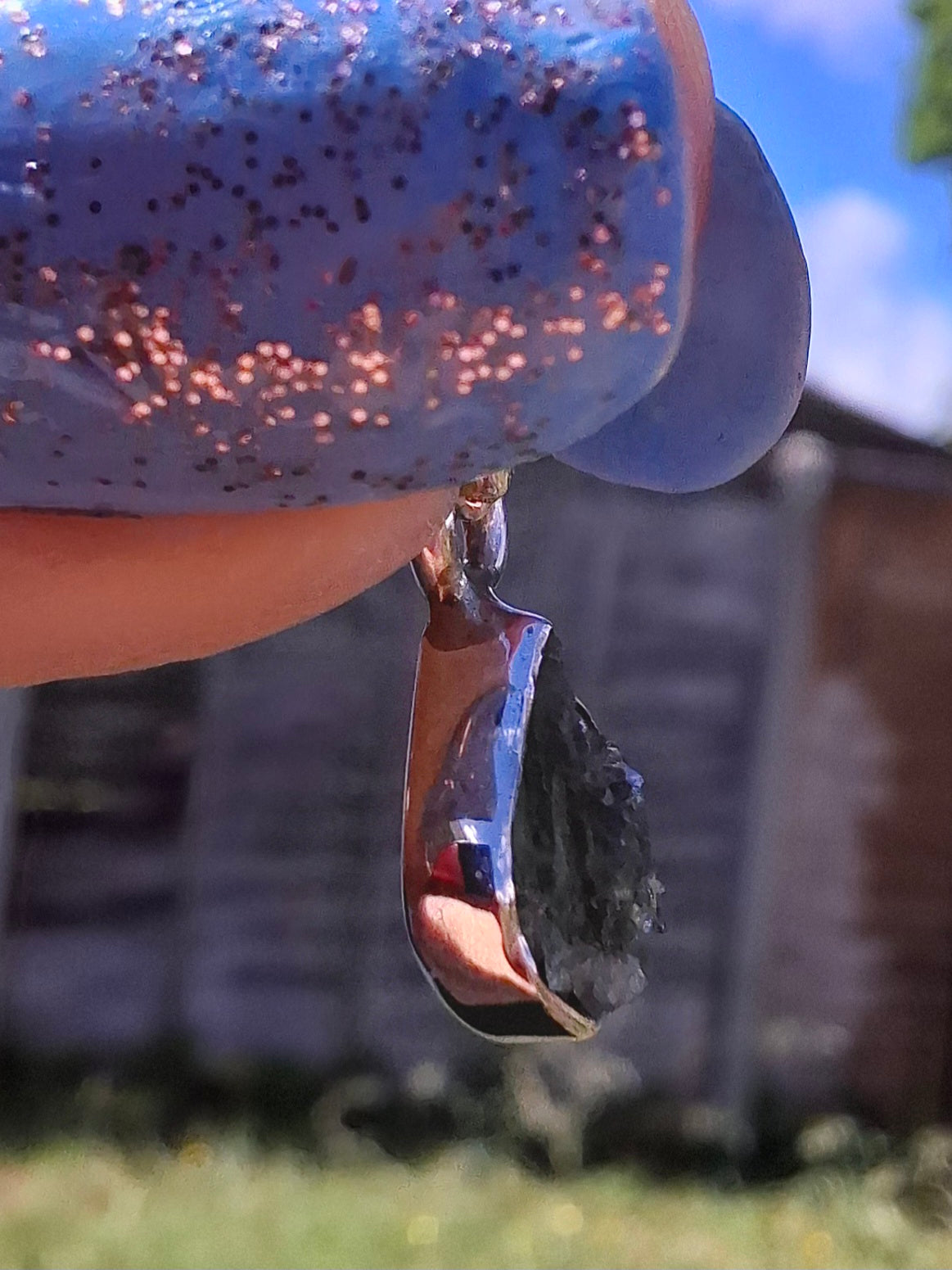 Moldavite Pendant, 925 Silver, Tektite (Ref: P81)