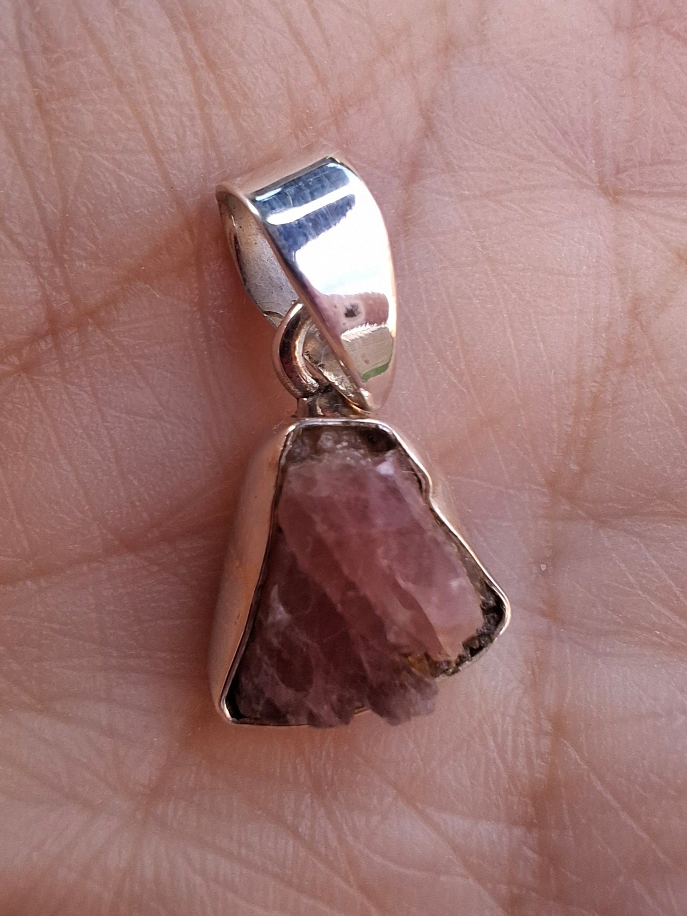 Pink Tourmaline Pendant, 925 Silver, Crystal (Ref: PT74)