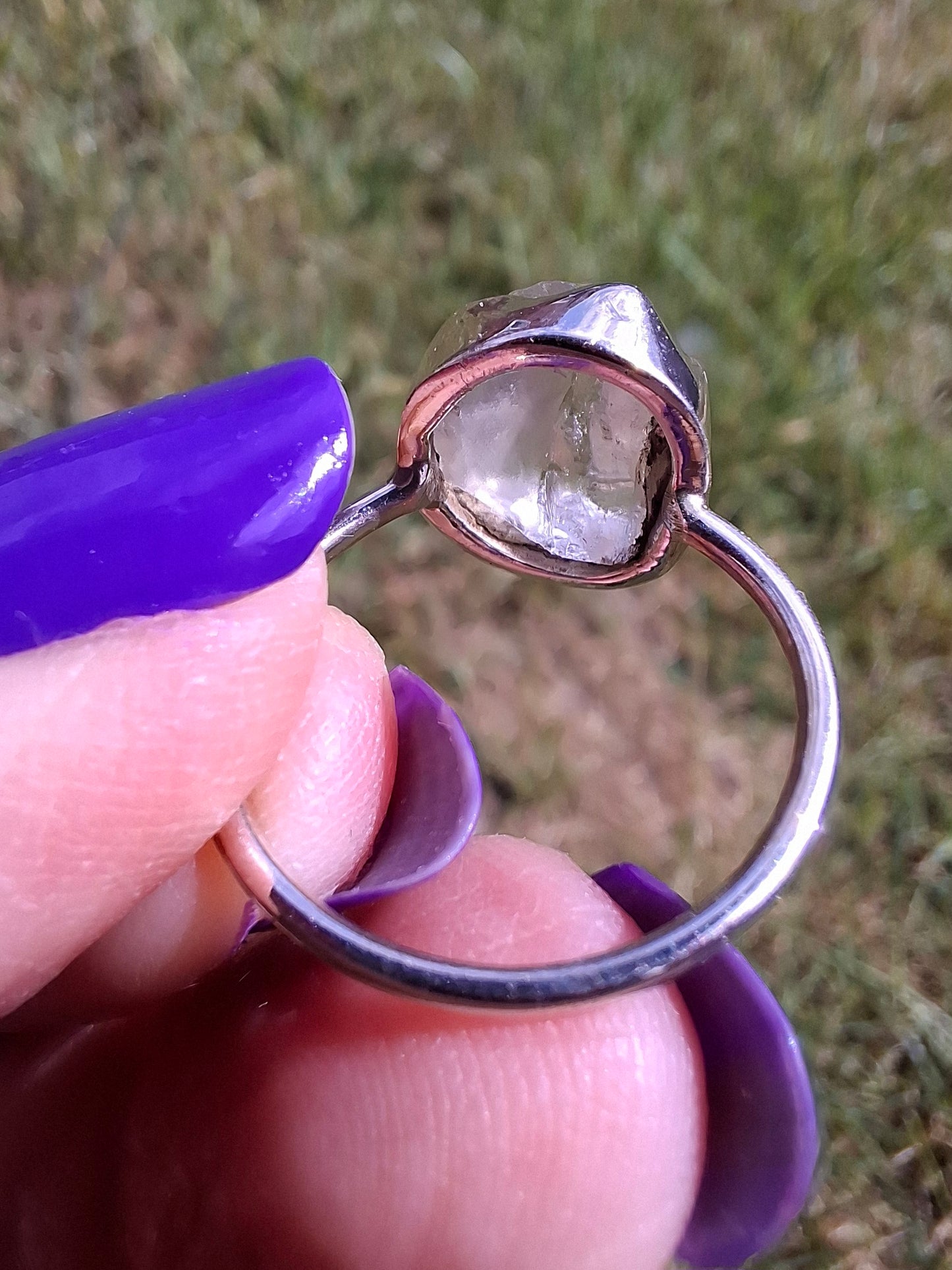 Libyan Desert Glass Ring, size large M, 925 Silver, Tektite (Ref: LR20)