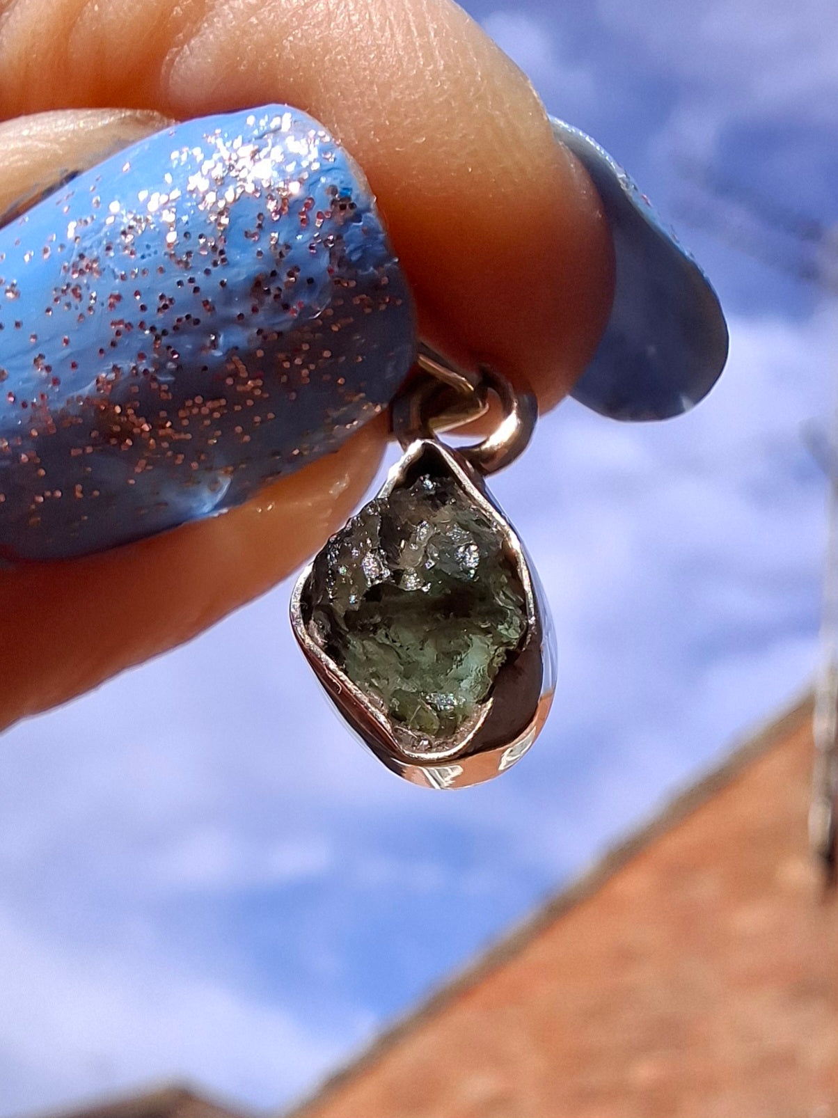 Moldavite Pendant, 925 Silver, Tektite (Ref: P45)