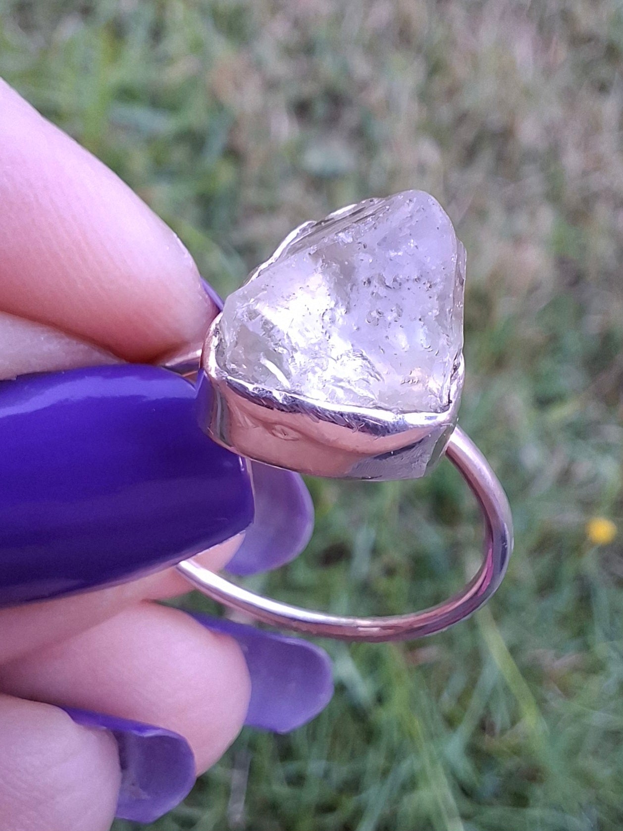 Libyan Desert Glass Ring, size small S, 925 Silver, Tektite (Ref: LR44)