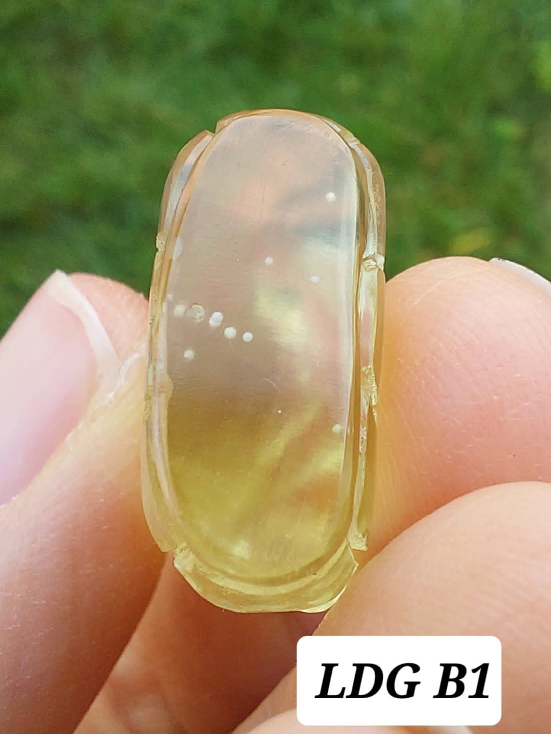 Libyan Desert Glass BUDDHA carving, 7.26g, Tektite (Ref: LDG B1)