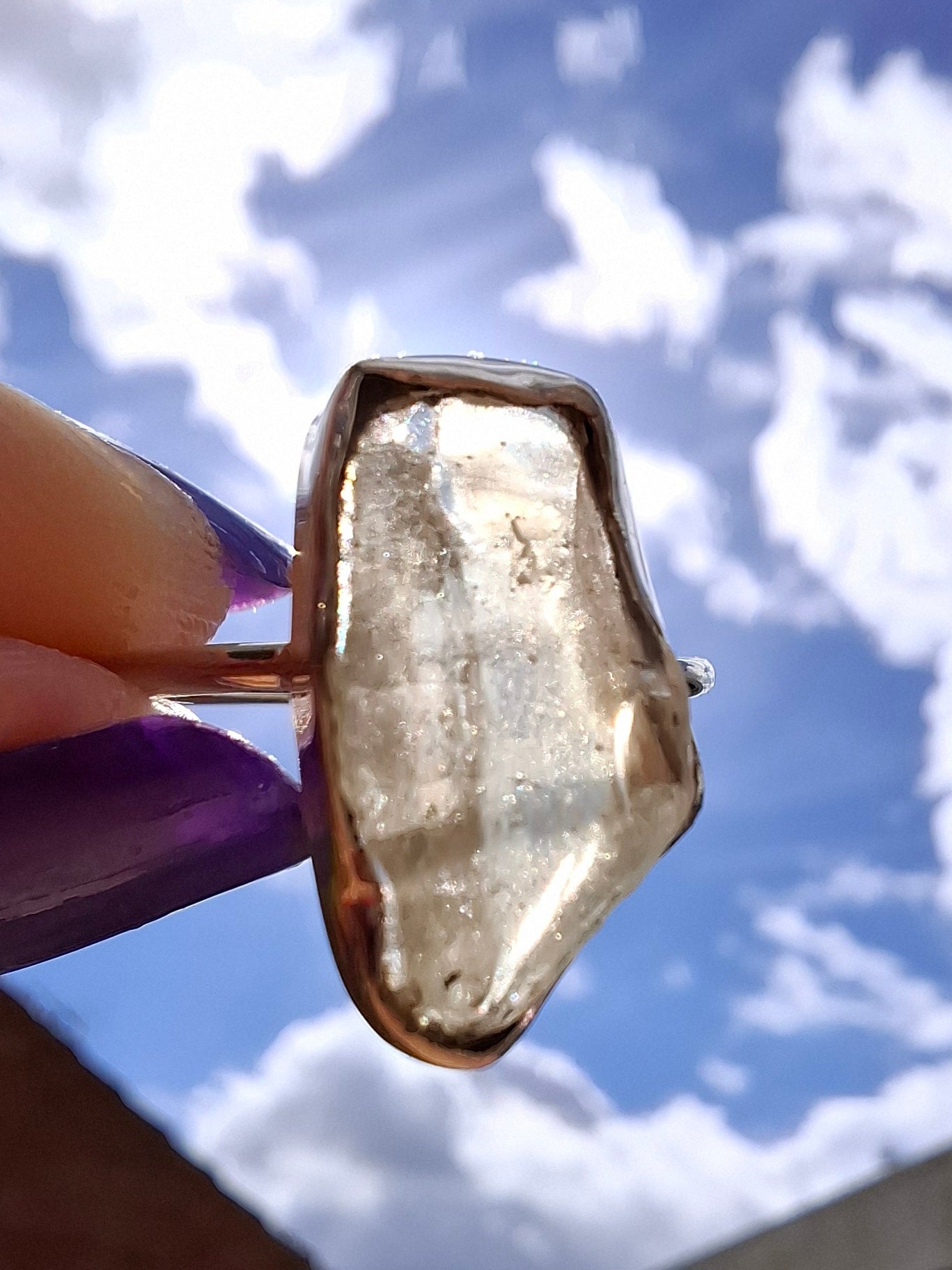 Libyan Desert Glass Ring, size large P, 925 Silver, Tektite (Ref: LR33)
