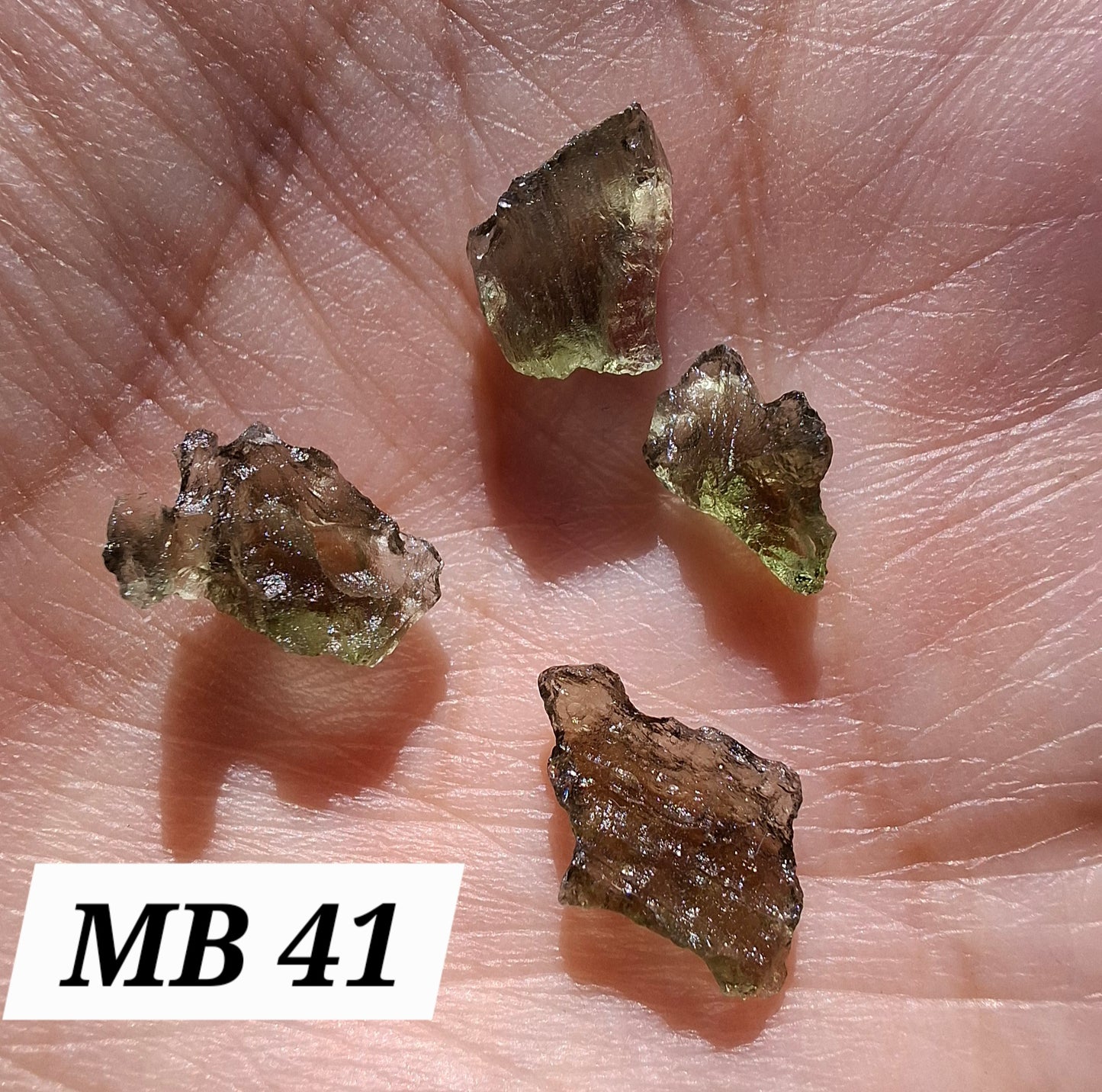 Moldavite chip Bundle, 1g, 4 pcs, Tektite (MB41)