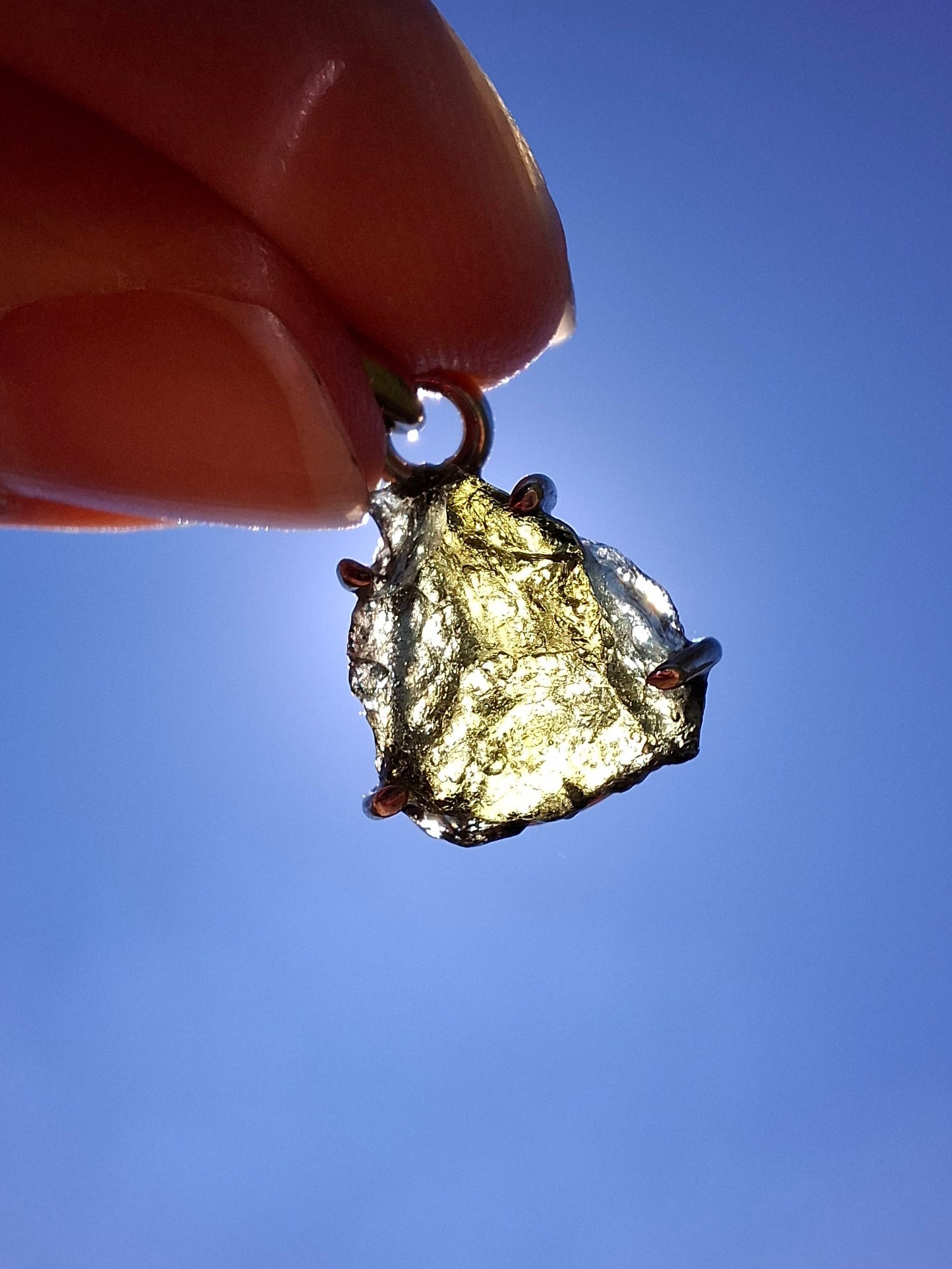 Moldavite Claw Pendant, 925 Silver, Tektite (Ref: P28)