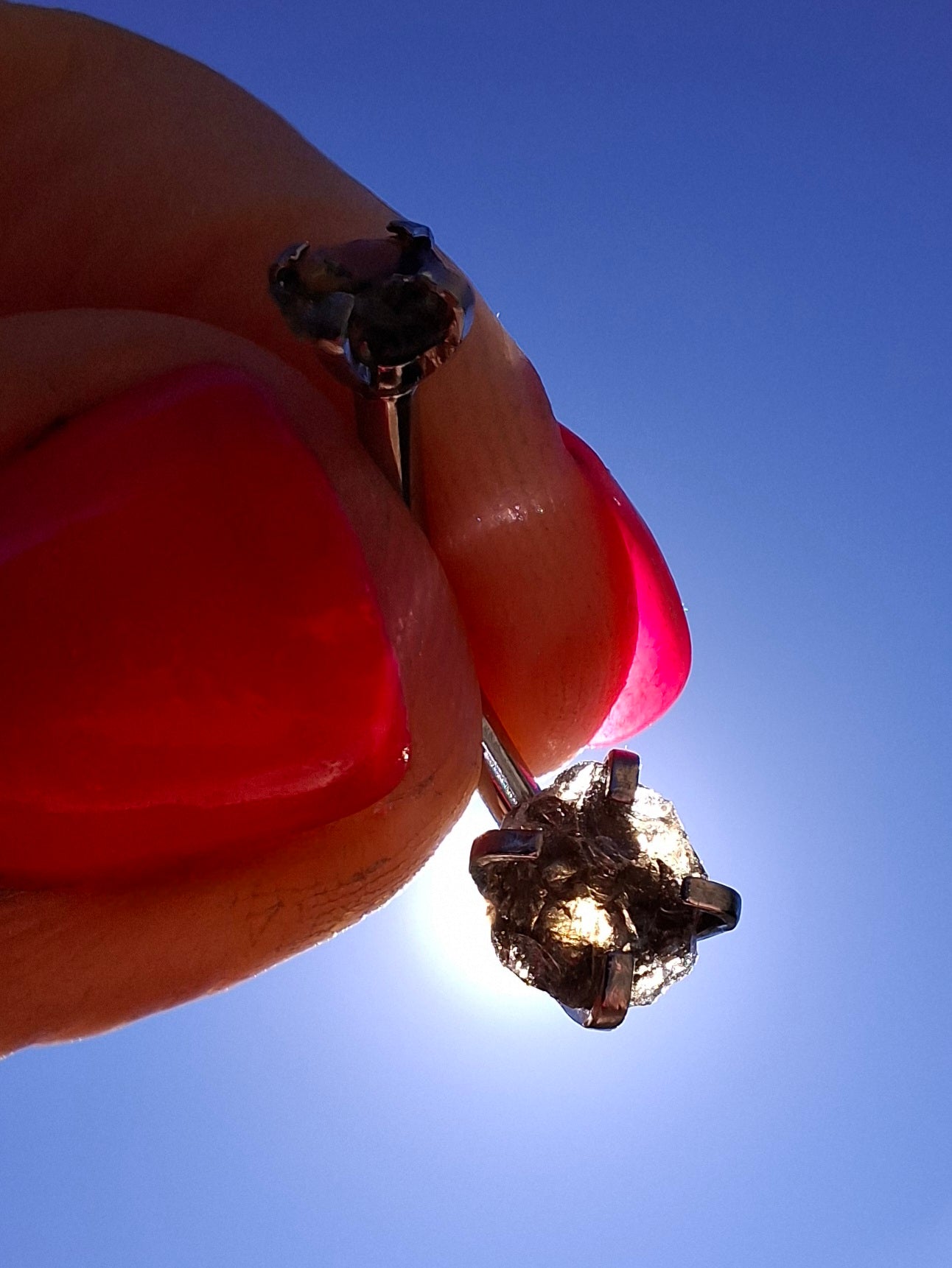 Moldavite (raw) BELLY BAR, 14G, Surgical Steel, Tektite (Ref: BB2)