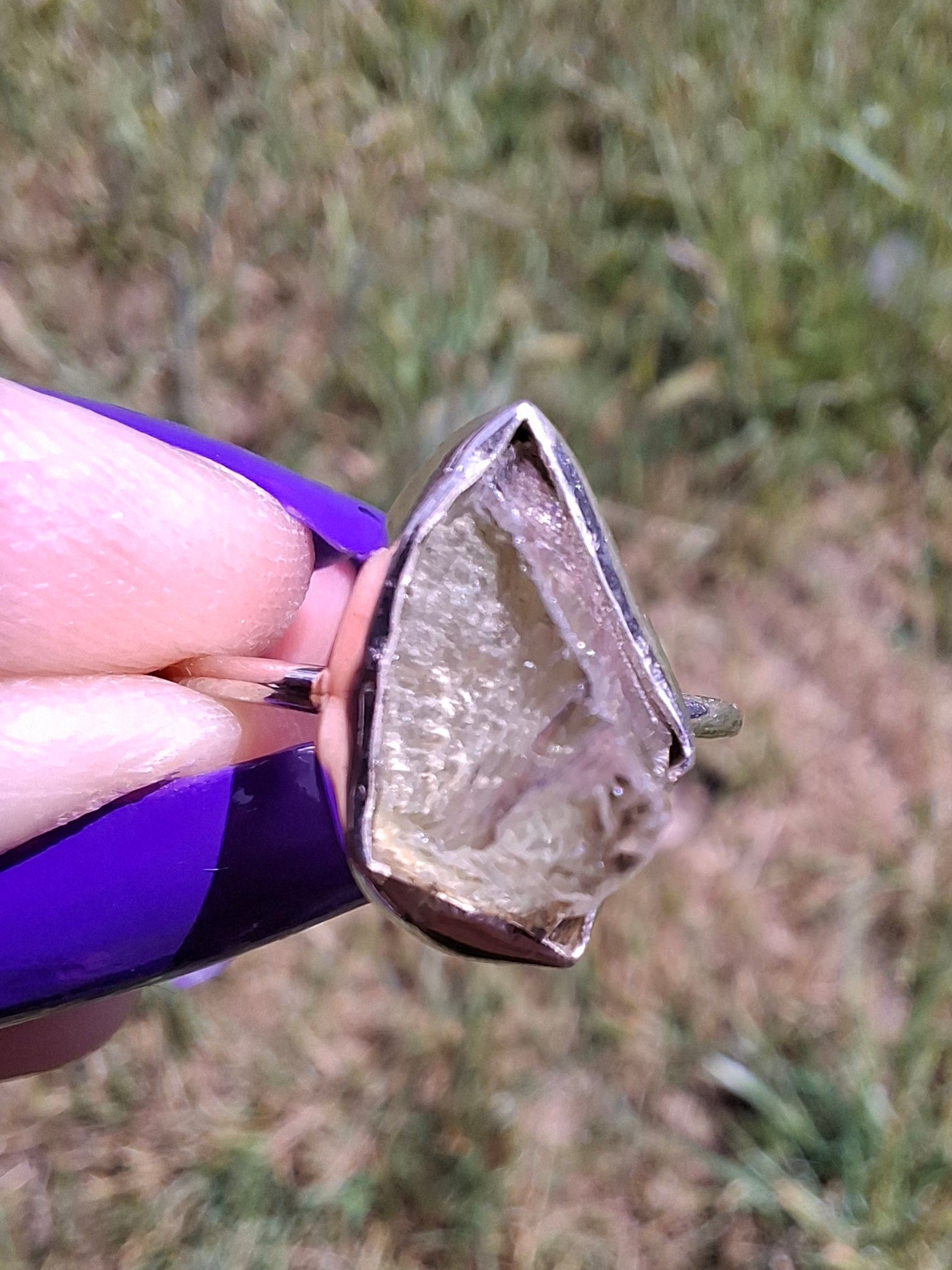 Libyan Desert Glass Ring, size Large O, 925 Silver, Tektite (Ref: LR21)