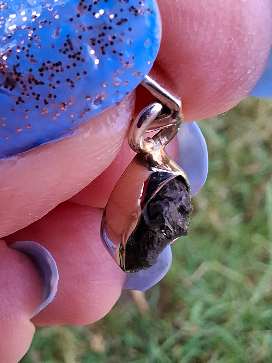 Moldavite Piece, 925 Silver, Tektite (Ref: P54)
