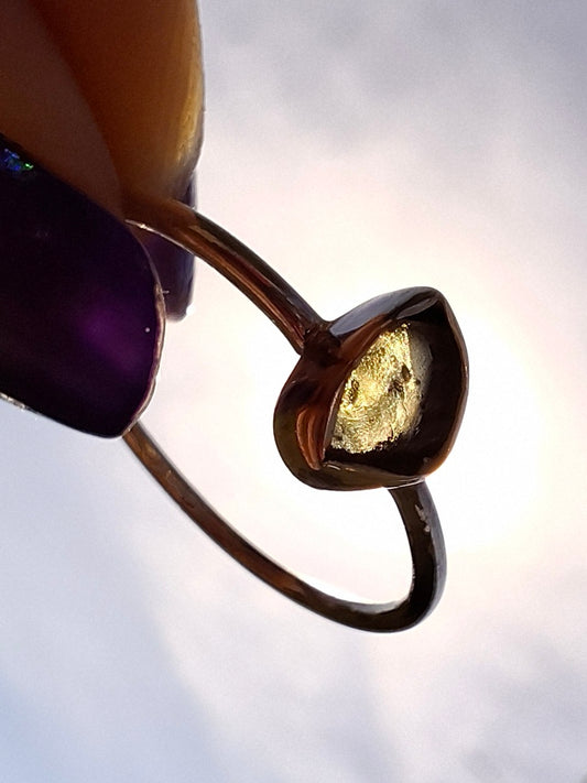 Moldavite Ring, size large T, 925 Silver, Tektite (Ref: R70)