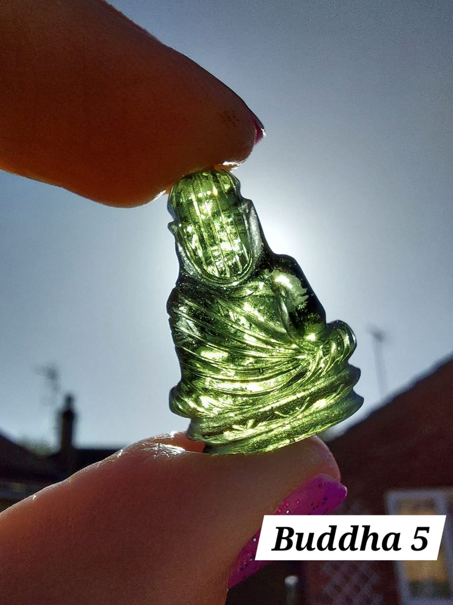 Moldavite BUDDHA Carving, 3.00g, Tektite (Ref: Buddha5)