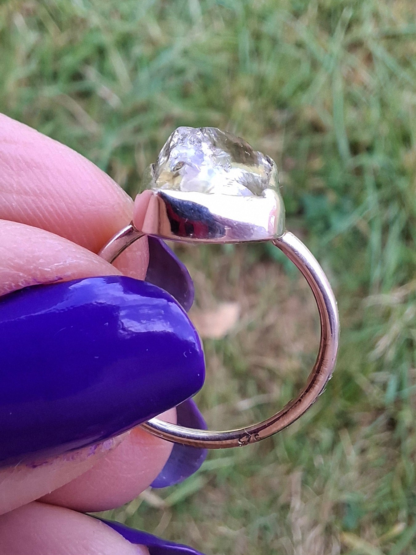 Libyan Desert Glass Ring, size L, 925 Silver, Tektite (Ref: LR18)
