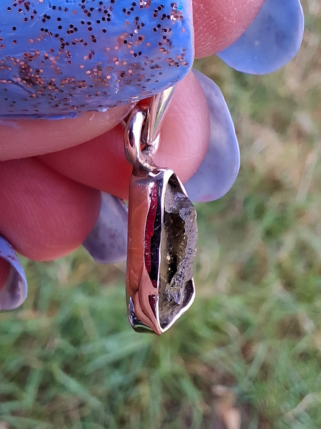 Moldavite Pendant, 925 Silver, Tektite (Ref: P46)