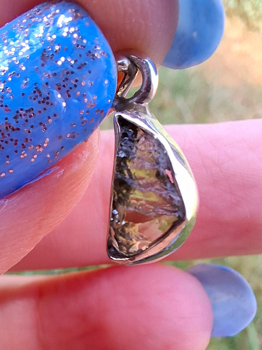 Moldavite Pendant, 925 Silver, Tektite (Ref: P33)