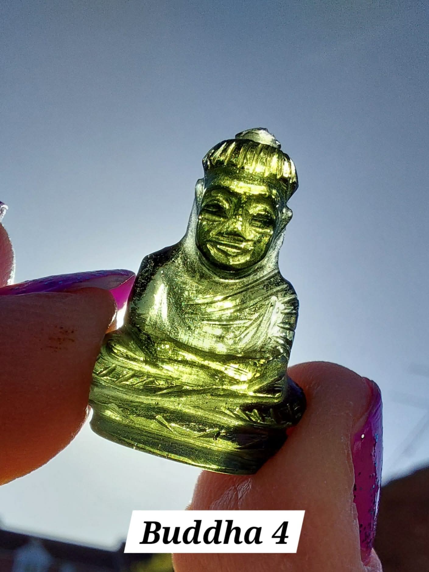 Moldavite BUDDHA Carving, 2.71g, Tektite (Ref: Buddha4)