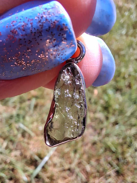 Moldavite Pendant, 925 Silver, Tektite (Ref: P94)