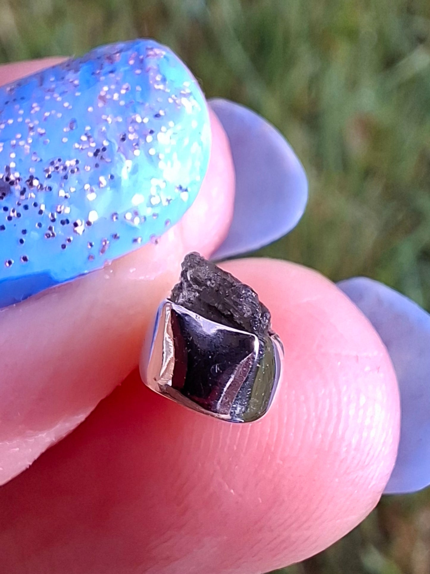 Moldavite Pendant, 925 Silver, Tektite (Ref: P32)