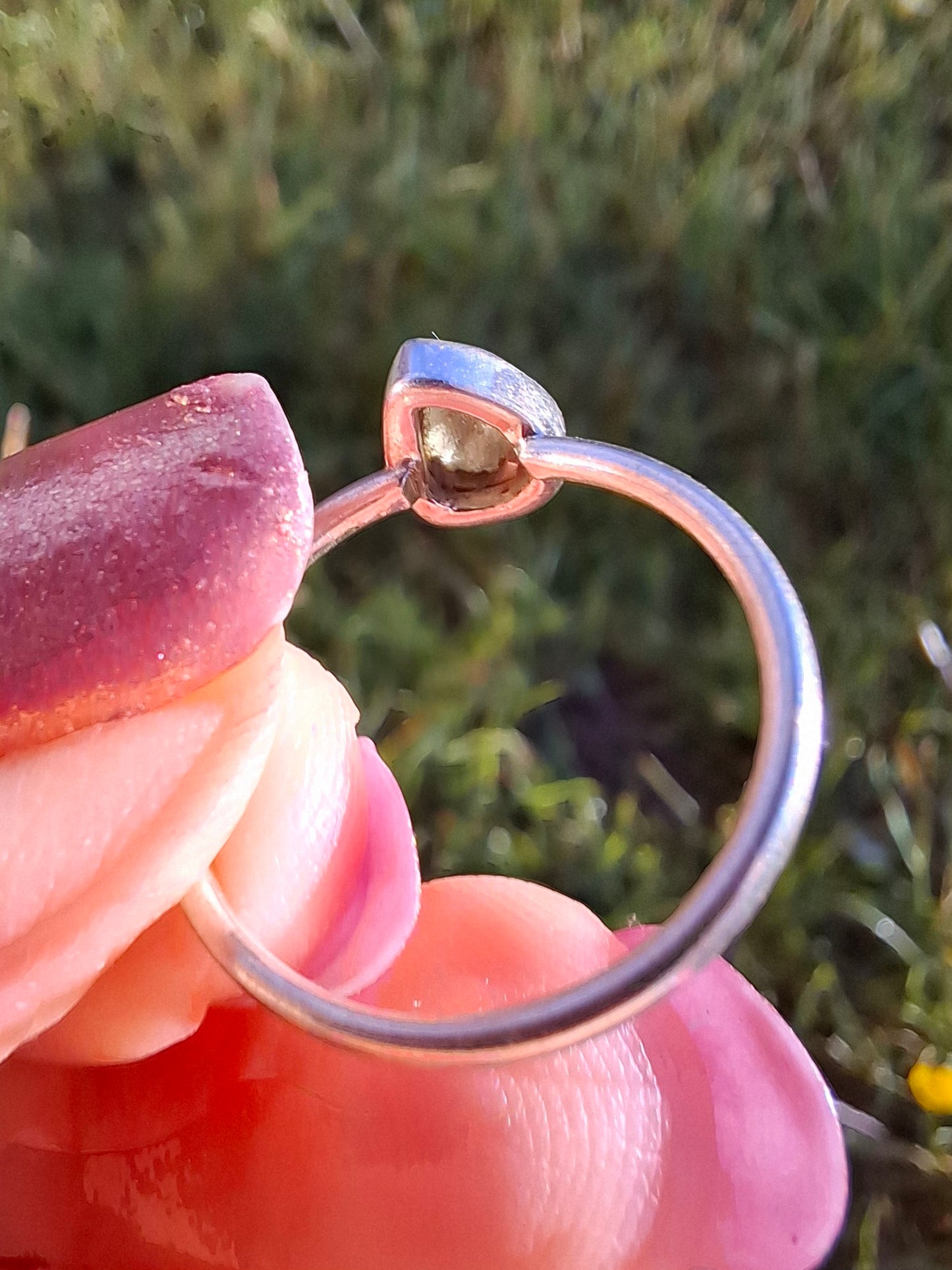 Moldavite's Ring, size large L/small M, 925 Silver, Tektite (Ref: R36)