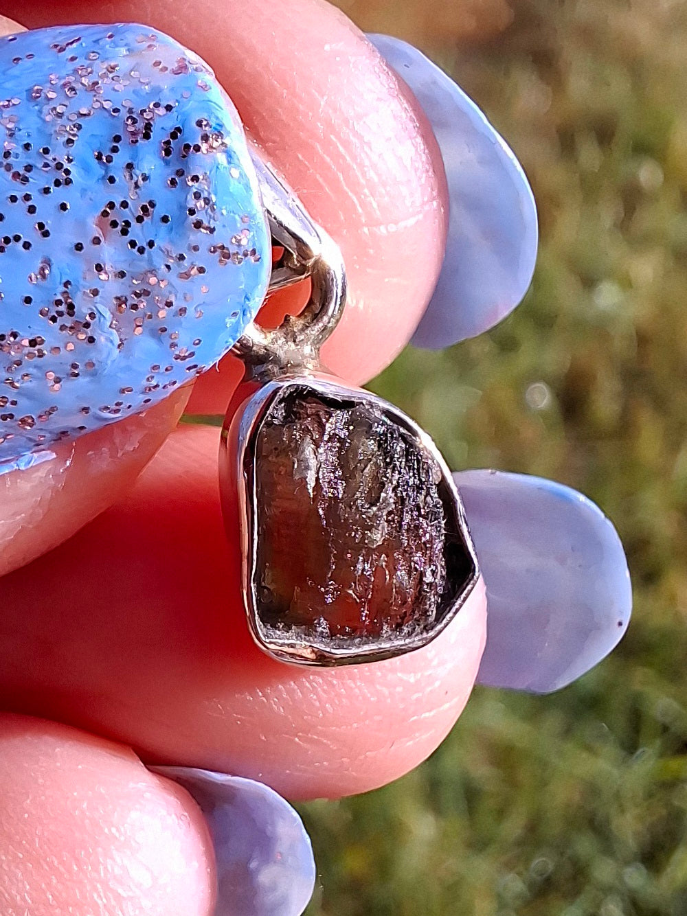 Moldavite Pendant, 925 Silver, Tektite (Ref: P40)