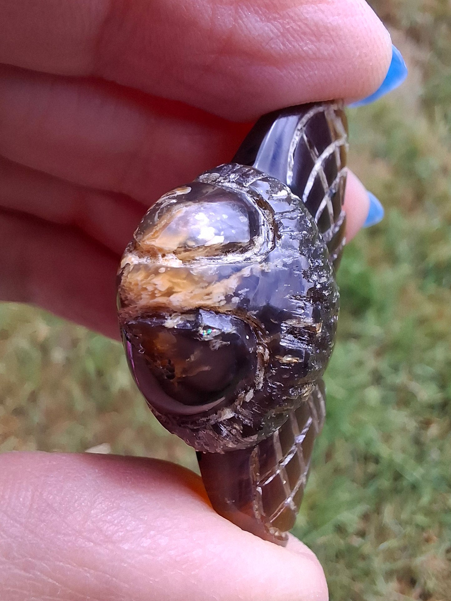 Red Amber Honey Bee Carving, 7.47g, Fossil (Ref: Bee37)
