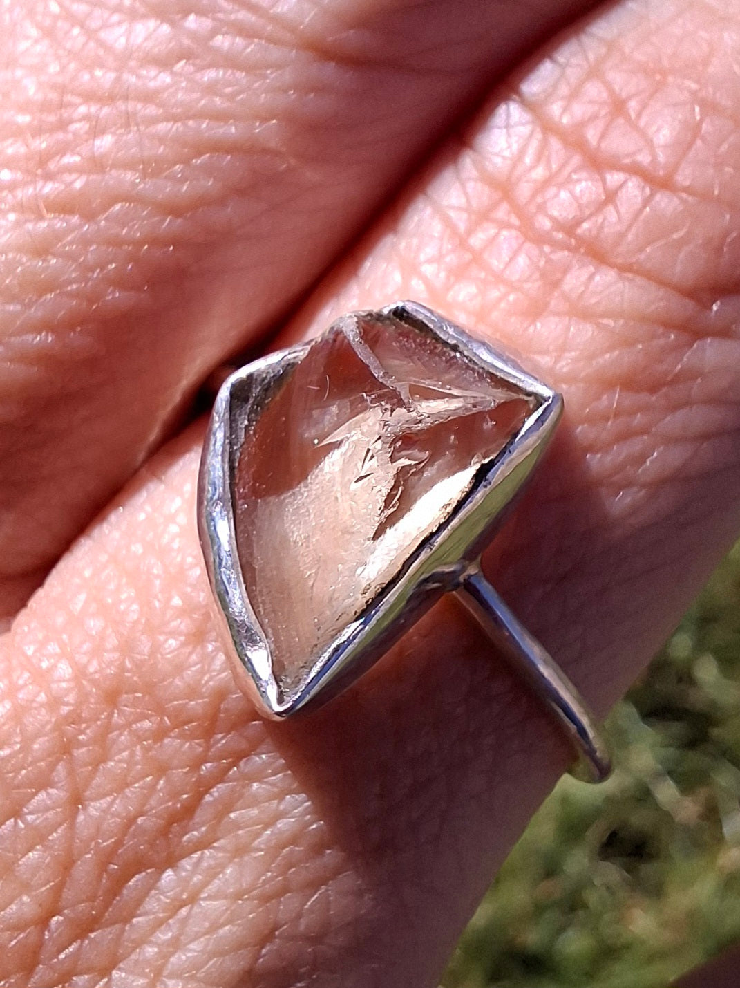 Libyan Desert Glass Ring, size W, 925 Silver, Tektite (Ref: LR61)