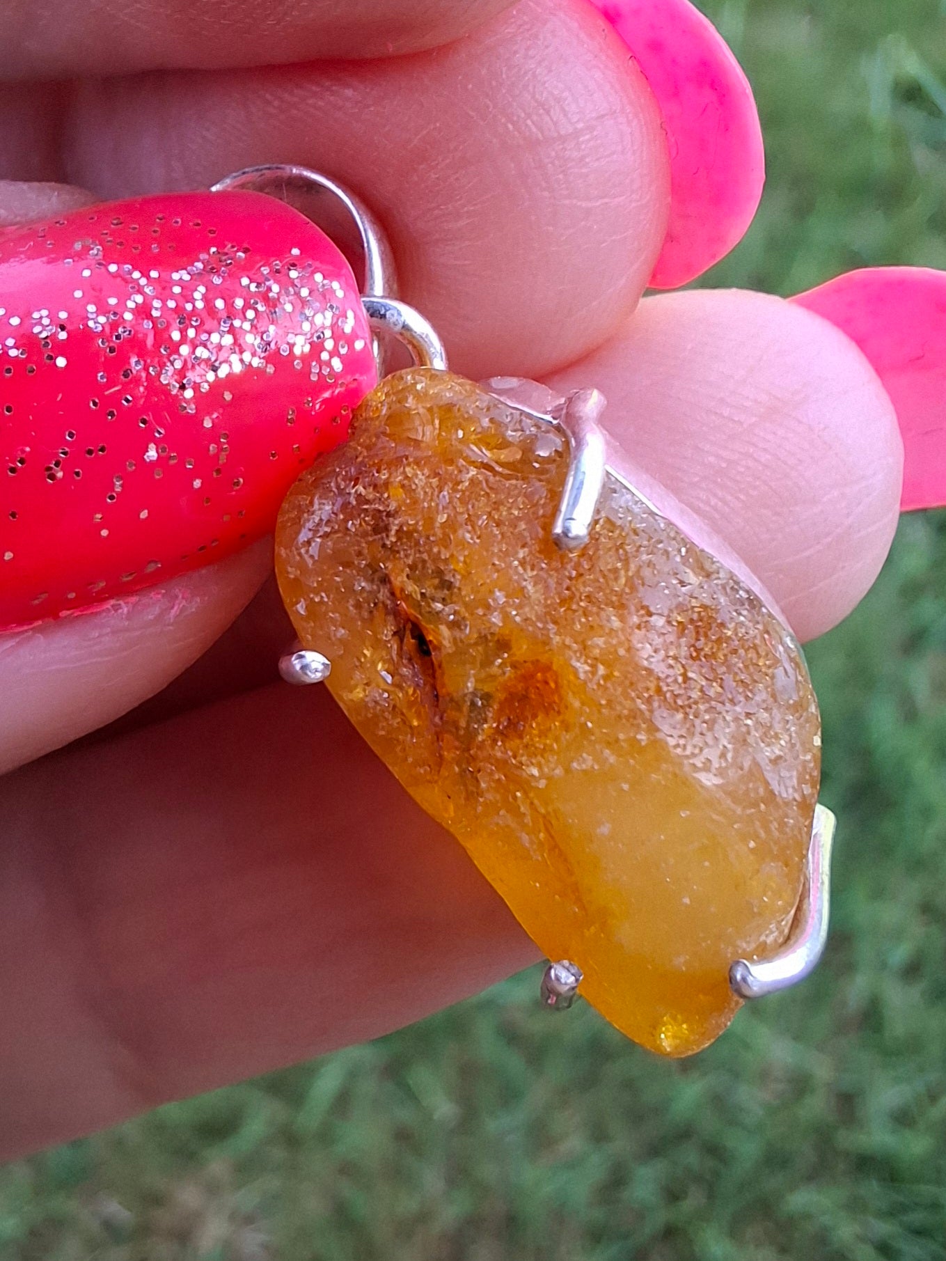 Baltic Amber Pendant, 925 Silver, Fossil (Ref: AP4)