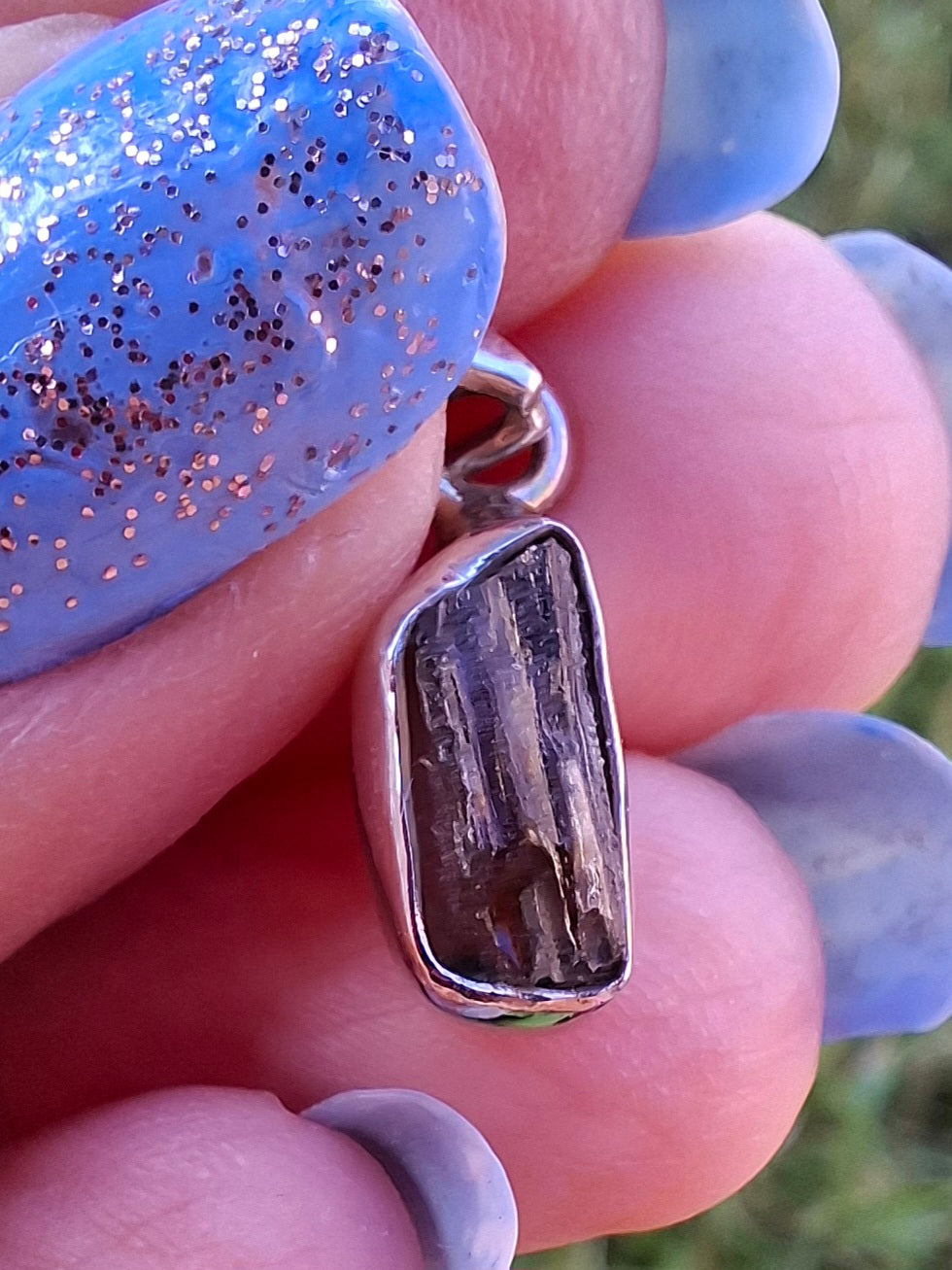 Moldavite Pendant, 925 Silver, Tektite (Ref: P91)