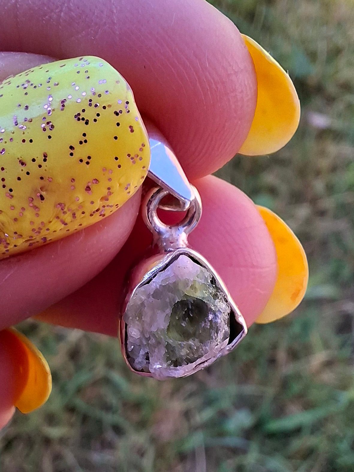 Green Tourmaline Pendant, 925 Silver, Crystal (Ref: GT2)