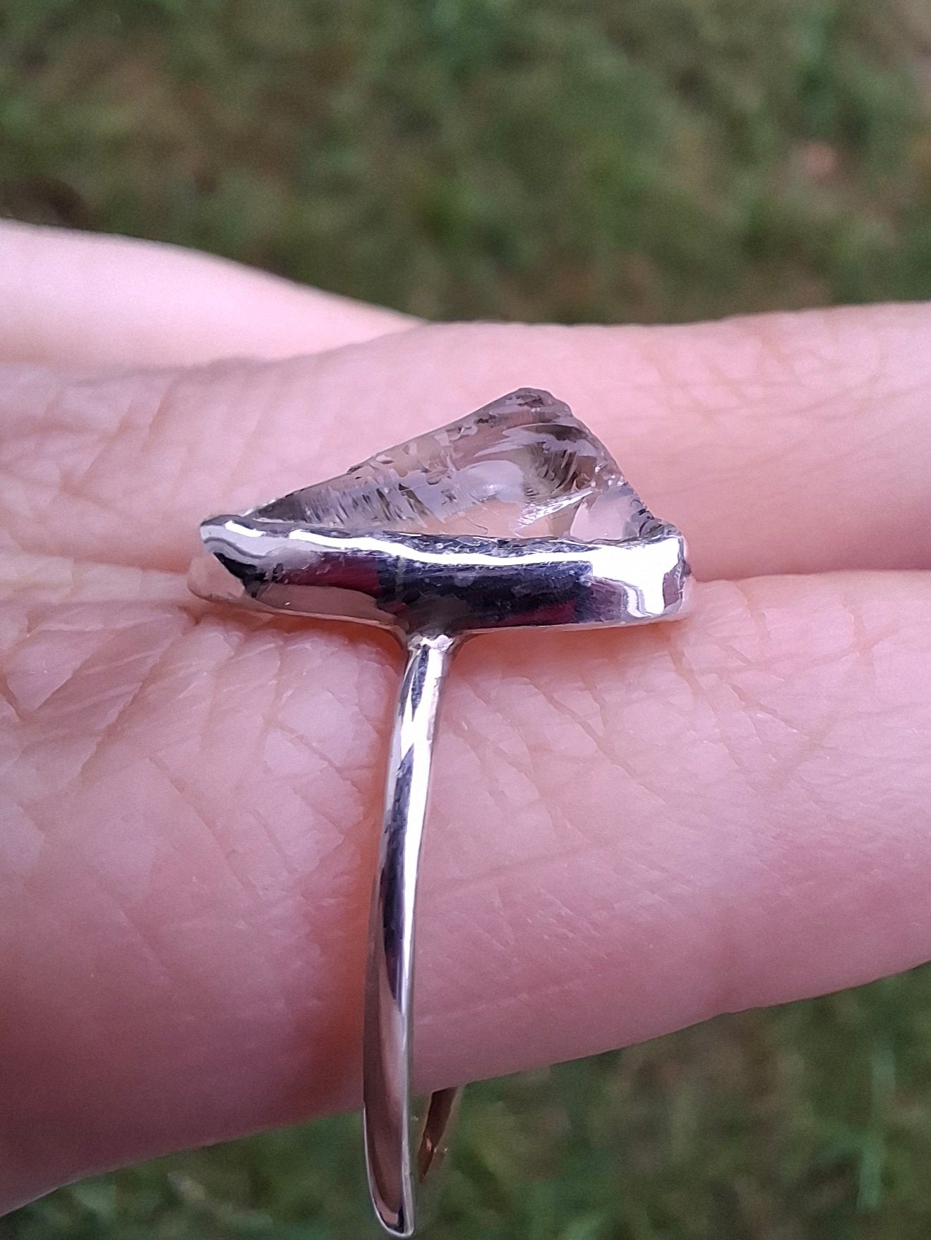 Libyan Desert Glass Ring, size large P, 925 Silver, Tektite (Ref: LR30)