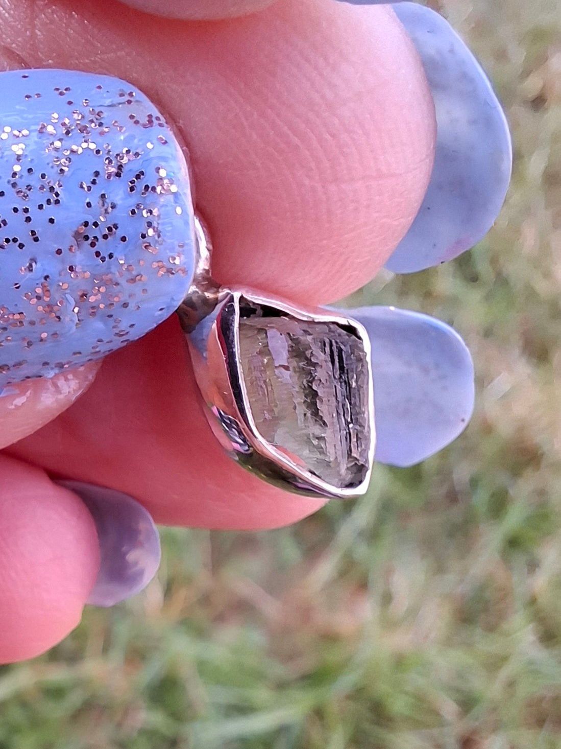 Moldavite Pendant, 925 Silver, Tektite (Ref: P52)