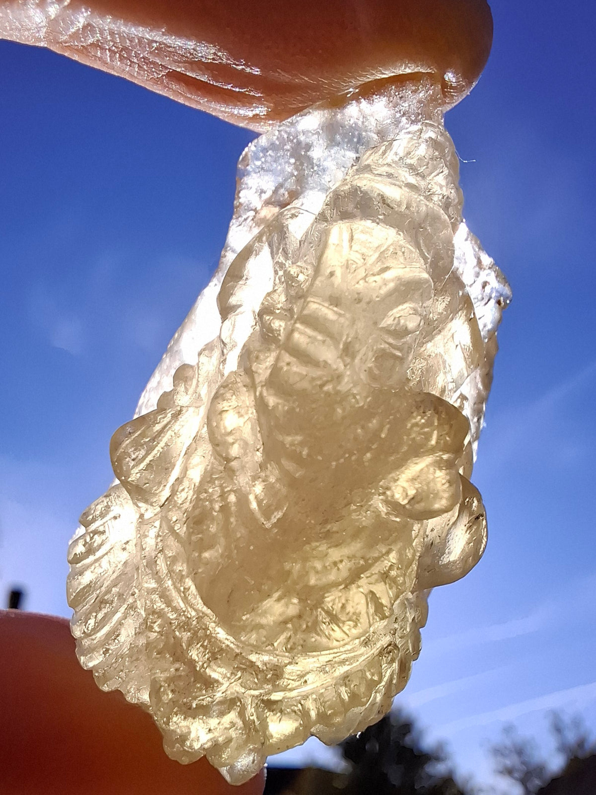 Libyan Desert Glass GANESHA carving, 18.39g, Tektite (Ref: Ganesha3)