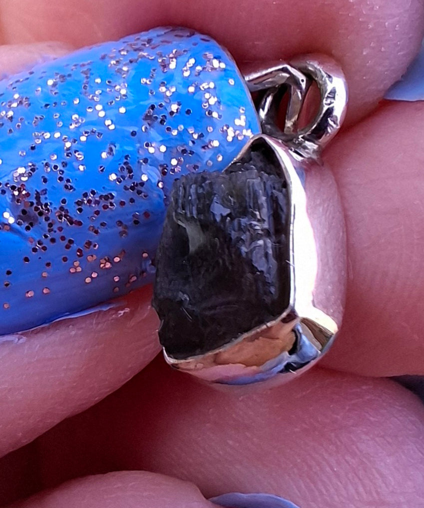 Moldavite Piece, 925 Silver, Tektite (Ref: P54)