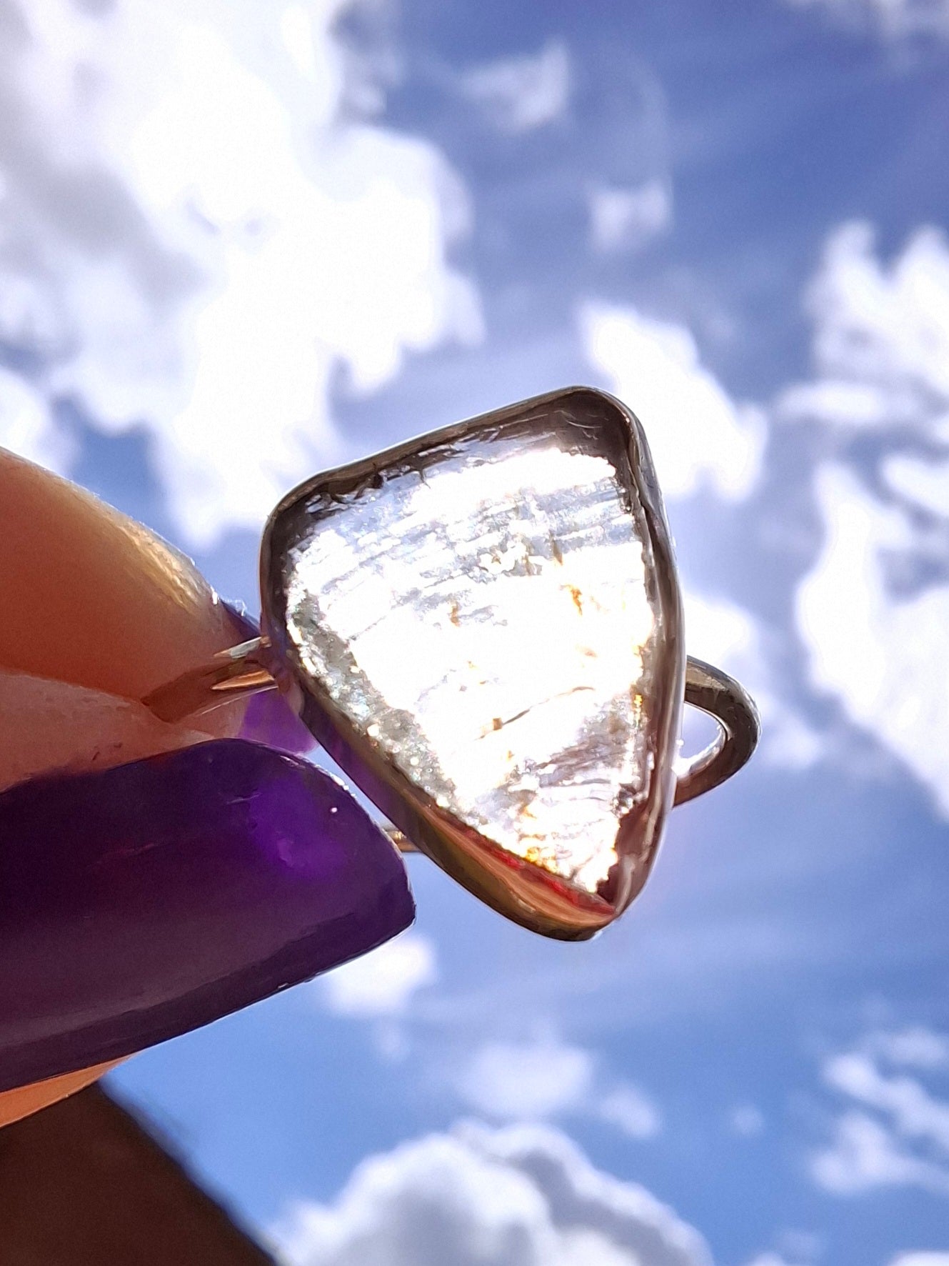 Libyan Desert Glass Ring, size large Q, 925 Silver, Tektite (Ref: LR35)