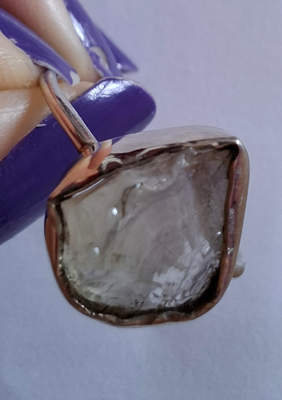 Libyan Desert Glass Ring, size large S/small T, 925 Silver, Tektite (Ref: LR47)