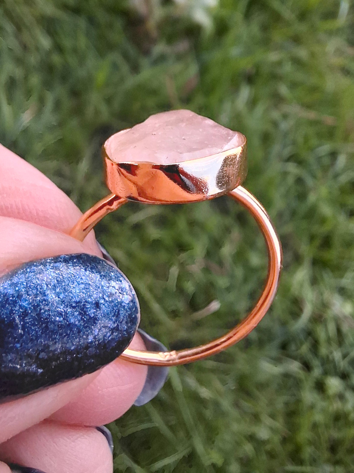 Libyan Desert Glass Ring, 14K GOLD Plated, size large R, Tektite (Ref: LR76)