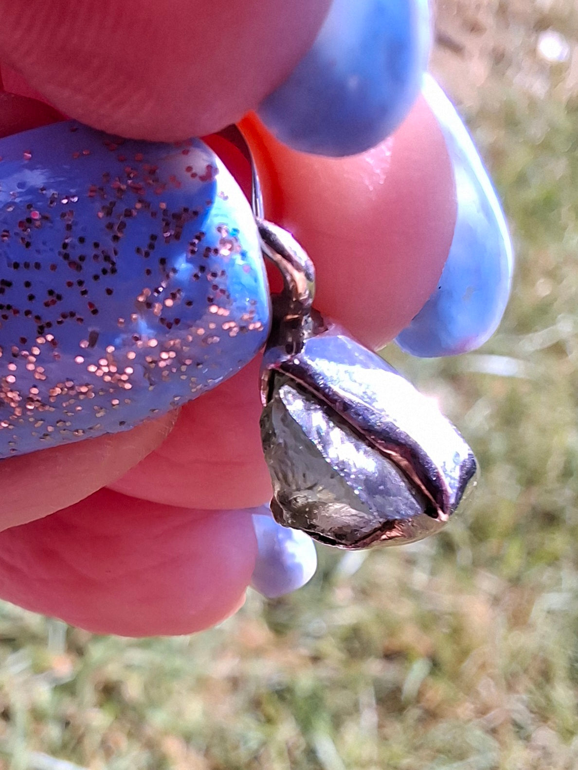 Moldavite Pendant, 925 Silver, Tektite (Ref: P68)