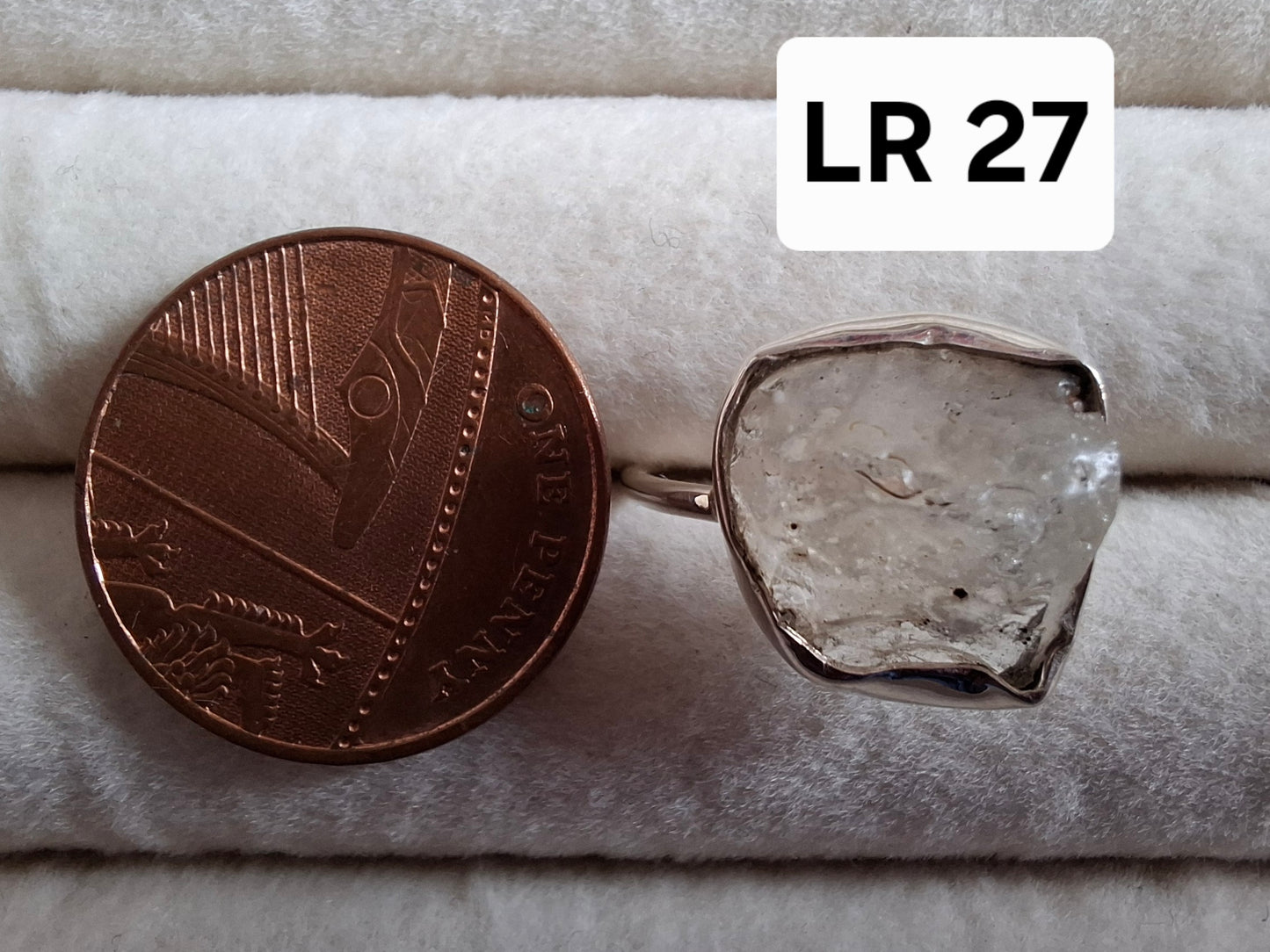 Libyan Desert Glass Ring, size P, 925 Silver, Tektite (Ref: LR27)