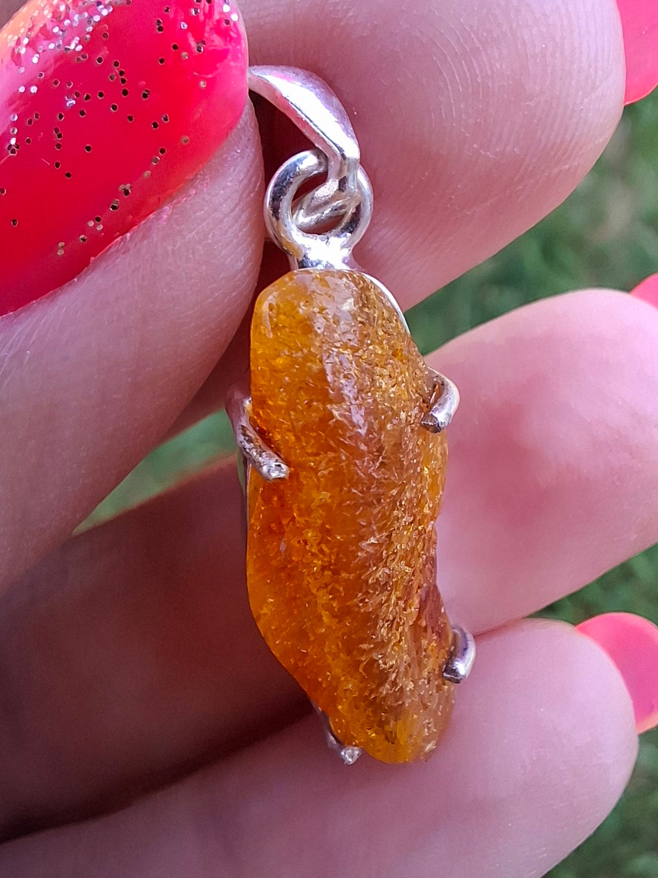 Baltic Amber Pendant, 925 Silver, Fossil (Ref: AP3)