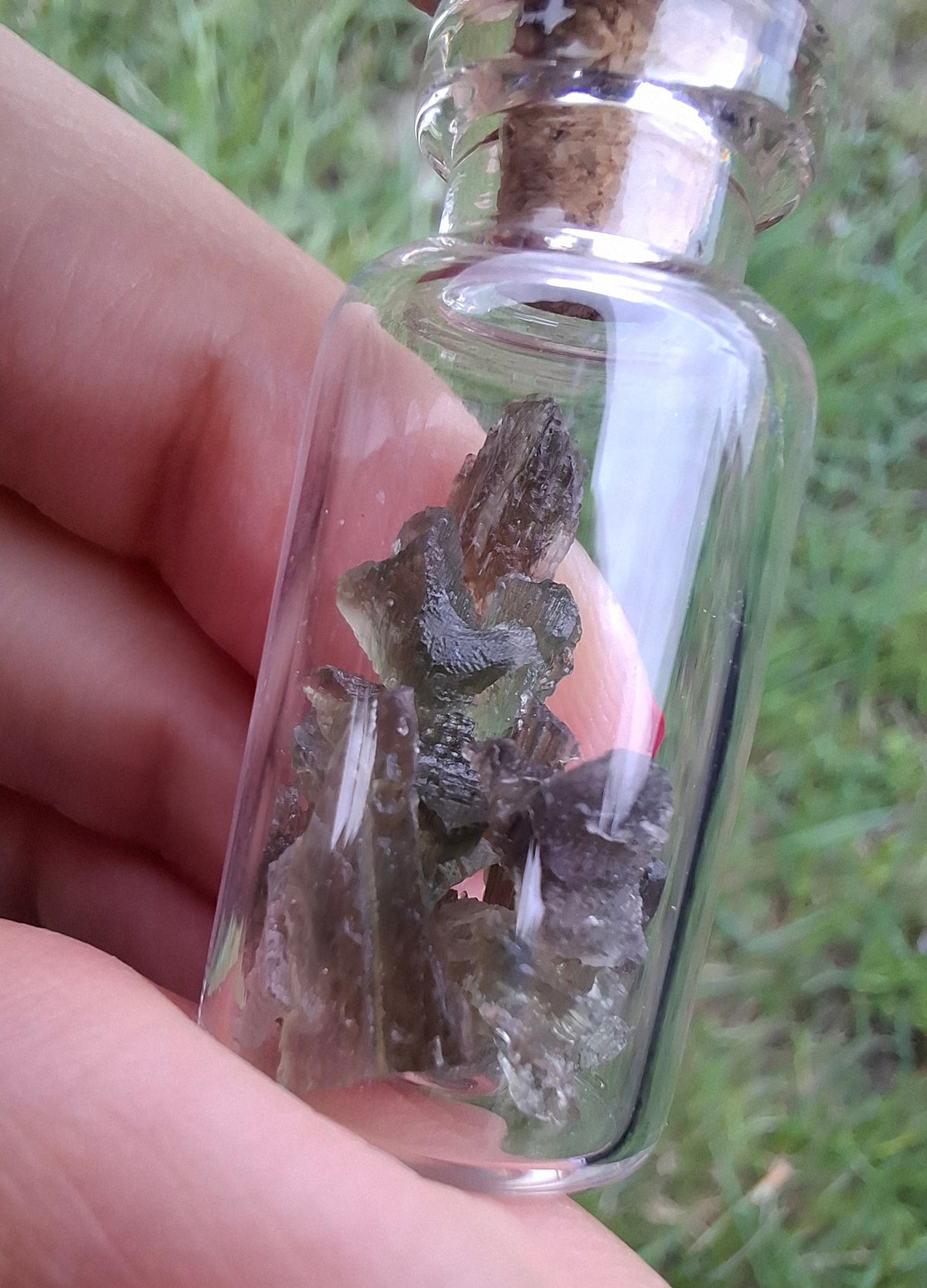 Moldavite Chips (2.00g) in 3ml Bottle, Tektite (Ref: B42)